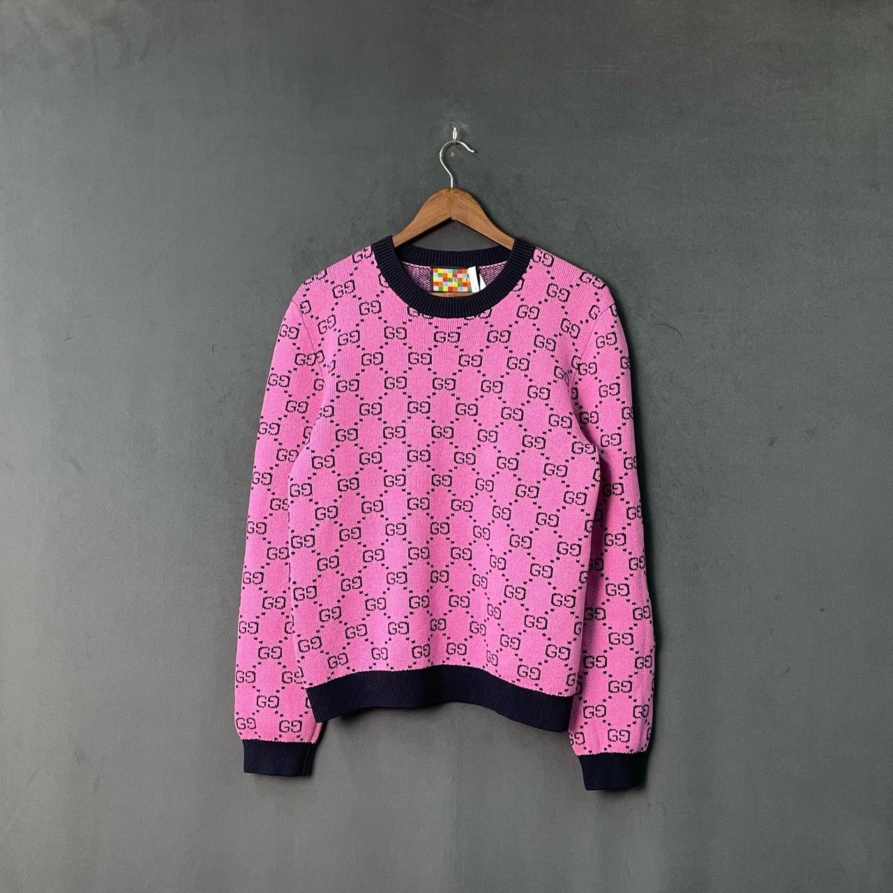 Gucci Pink full-print knitted sweater 2501-Nextarrow