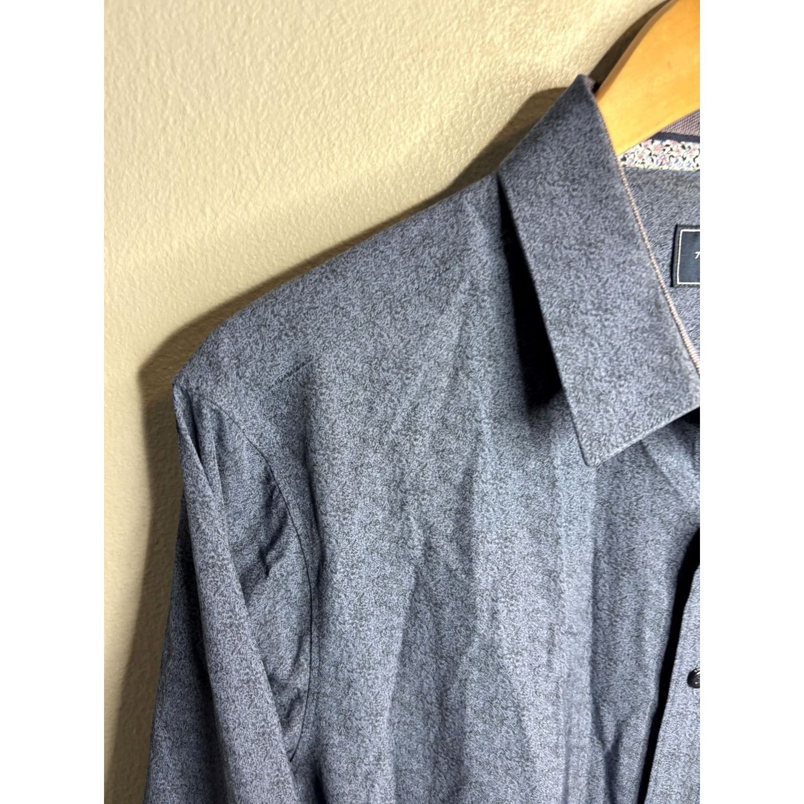 Vintage VINTAGE? No. 7Diamonds Shirt Mens Large Gray 4 Way Stretch Button Up Long Sleeve Dress Top Size US L / EU 52-54 / 3 - 2 Thumbnail