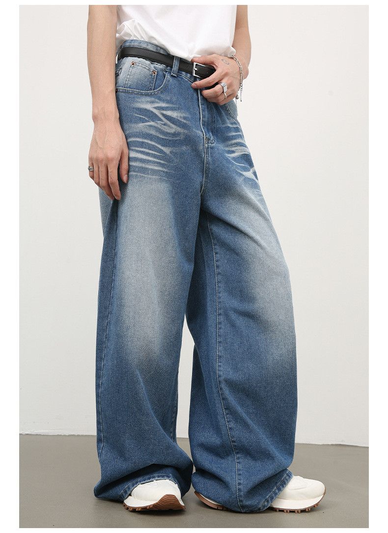 Japanese Brand Retro washed trendy all-match loose wide-leg jeans Size US 34 / EU 50 - 3 Thumbnail