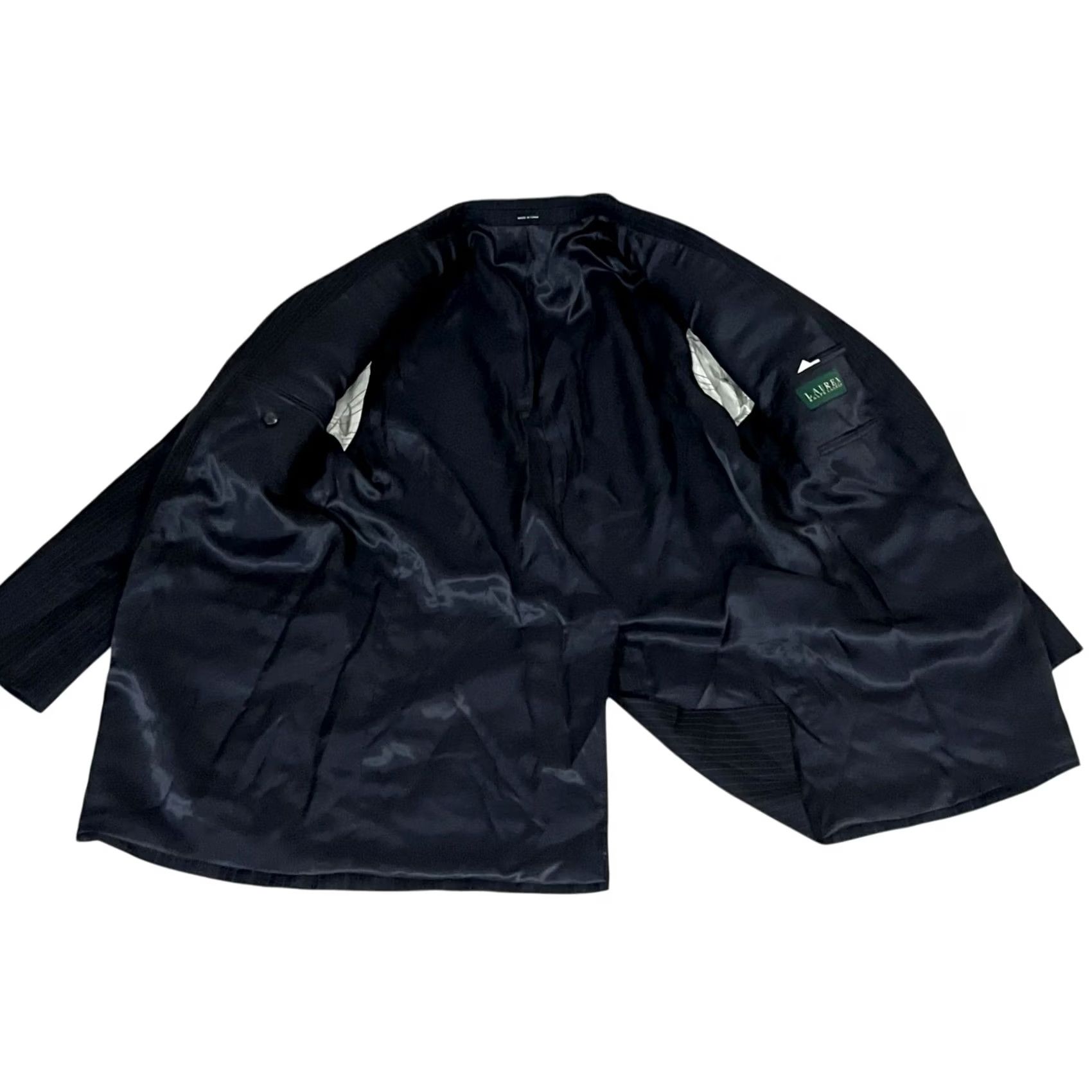 Ralph Lauren Lauren Ralph Lauren Blazer Pinstripe Wool Dark Navy Blue 42 Men’s 2 Piece Single-Breasted Slim Jacket Blazer Mens Sleeve 16.5 Size 42R - 4 Thumbnail
