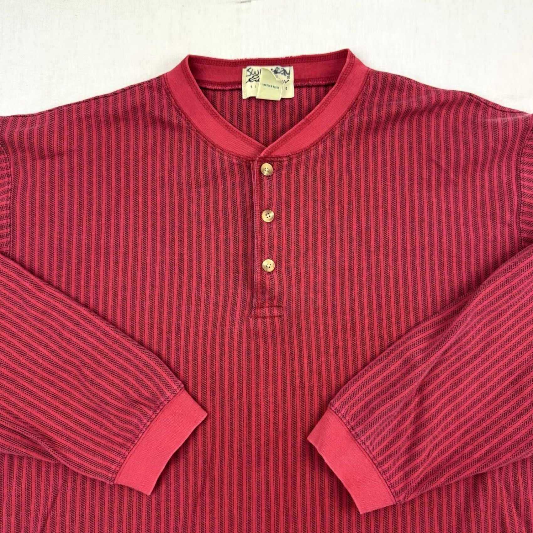 Eddie Bauer VINTAGE Eddie Bauer Henley Shirt Adult Large Striped Button Up Outdoor Hipster Men Long Sleeve Red Cotton 90s Y2K Hipster 90s Mens Size US L / EU 52-54 / 3 - 2 Thumbnail