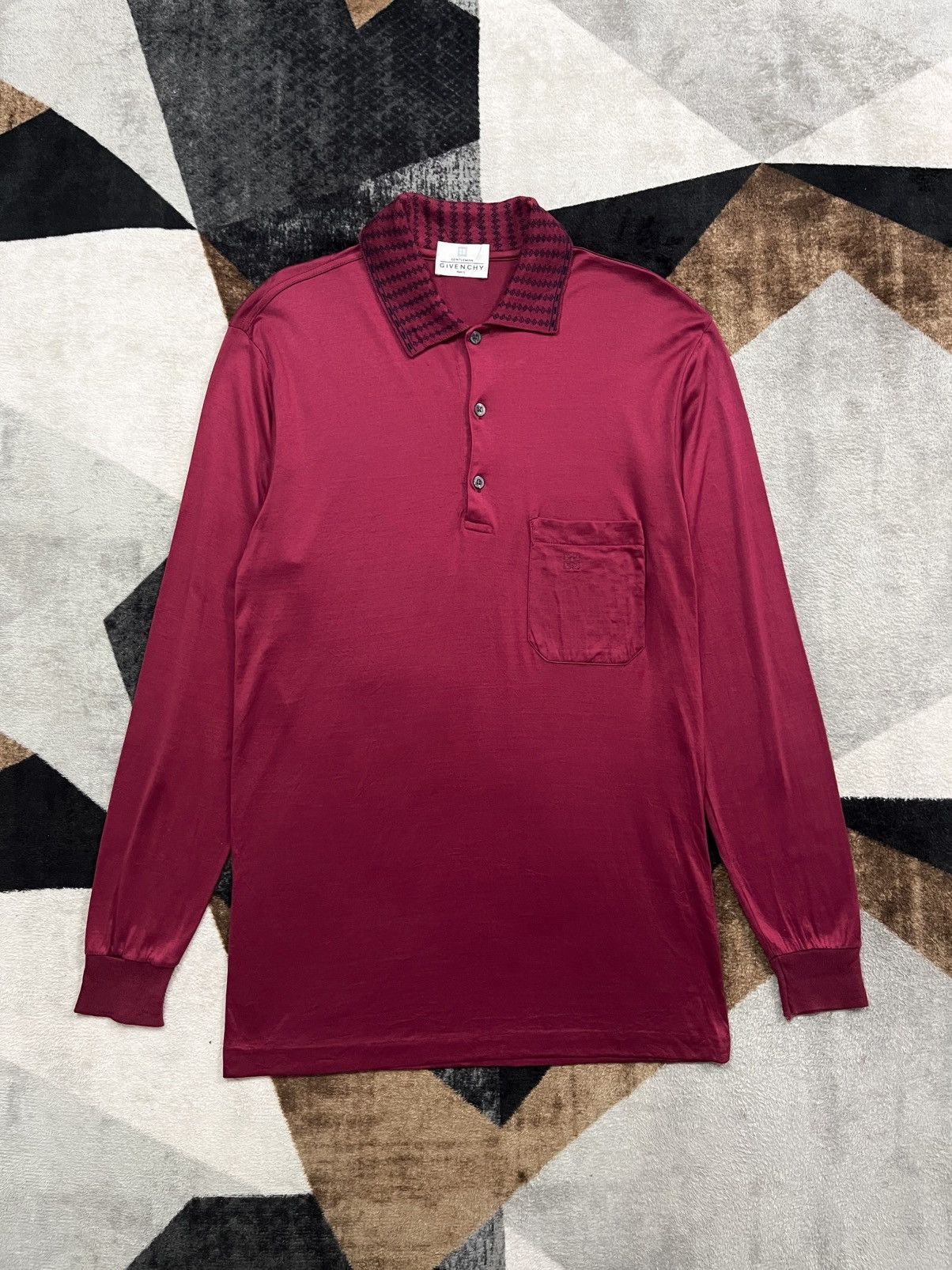 Givenchy Vintage 90s Givenchy Gentleman Maroon Polo Shirts Longsleeve Size US M / EU 48-50 / 2 - 3 Thumbnail