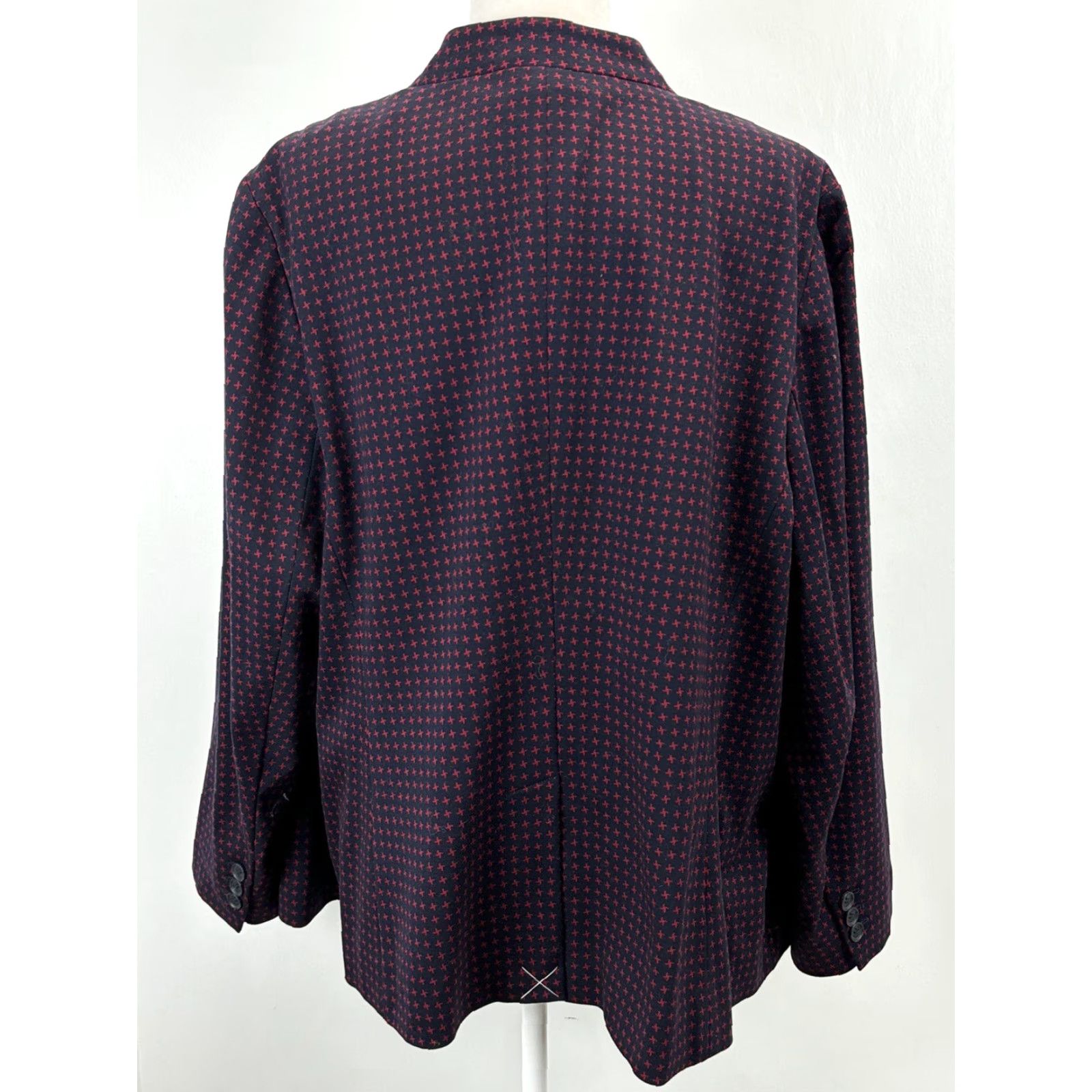 Talbots Talbots Aberdeen Blazer Navy Red 22W Women Blazer Jacket Career Single Button Size 3XL / US 20-22 - 3 Thumbnail