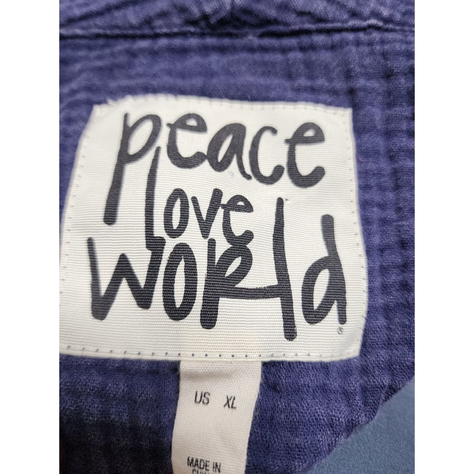 Vintage Peace Love World Womens XL Oversized Lightweight Jacket Blue Bohemian Waffle Cotton Size XL / US 12-14 / IT 48-50 - 6 Thumbnail