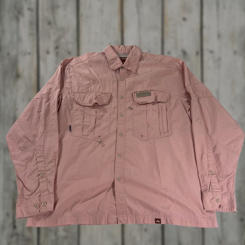 Pinko Simms Button-Up Shirt L Pink Long Sleeve Cotton Solid Anglers Fly Fishing Vintage: No Size US L / EU 52-54 / 3 - 1 Thumbnail