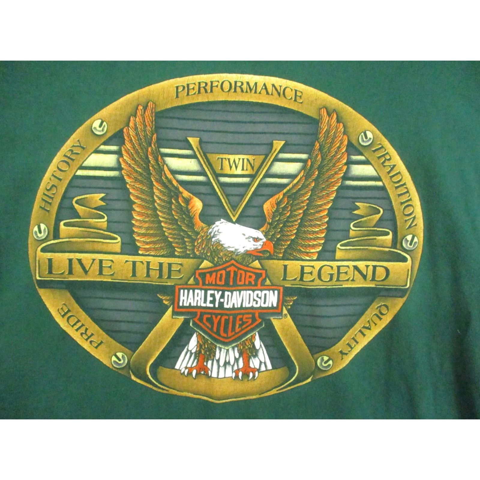 Harley Davidson VINTAGE Harley-Davidson Shirt Mens L Eagle Ann Arbor Michigan Biker 90s Green Size US L / EU 52-54 / 3 - 2 Thumbnail
