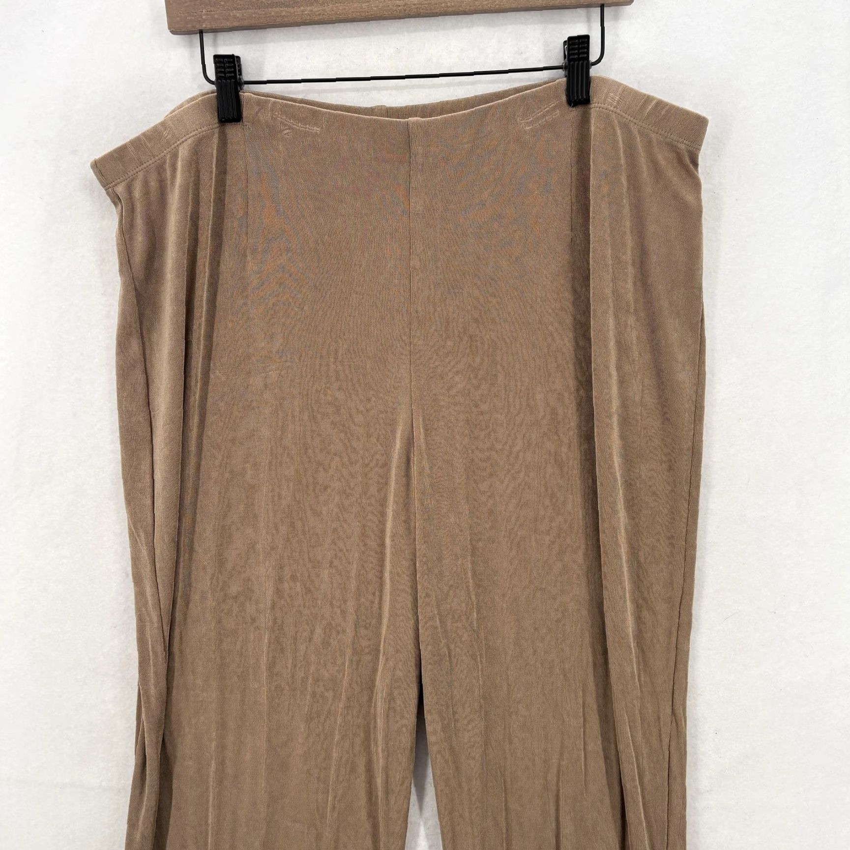 Vintage Chicos Travelers Pants Womens 4 Tall Straight Brown Slinky Knit Pull On Stretch Pants Size 42" / US 20 - 2 Thumbnail