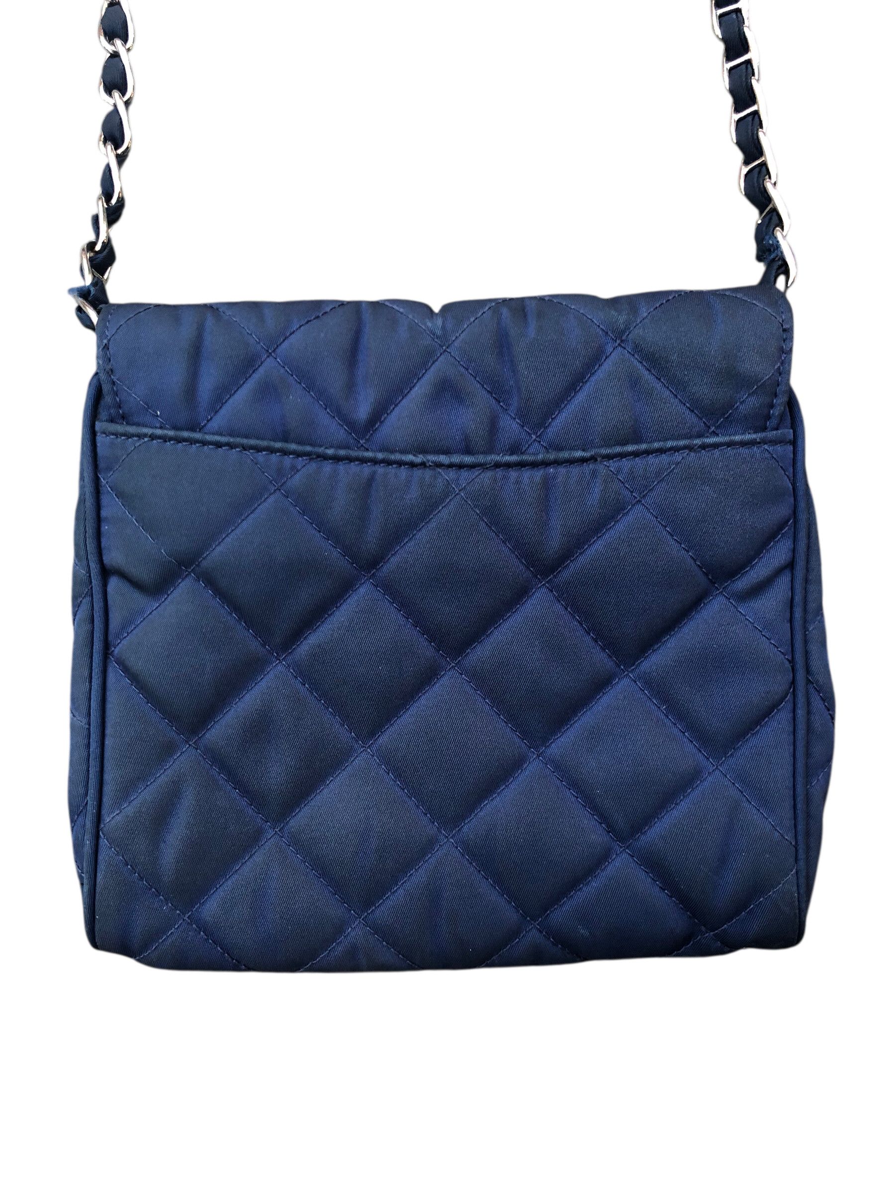 Prada 💯🔥PRADA MILANO Blues Tessuto Impuntu Chain Shoulder Bag Size ONE SIZE - 4 Thumbnail