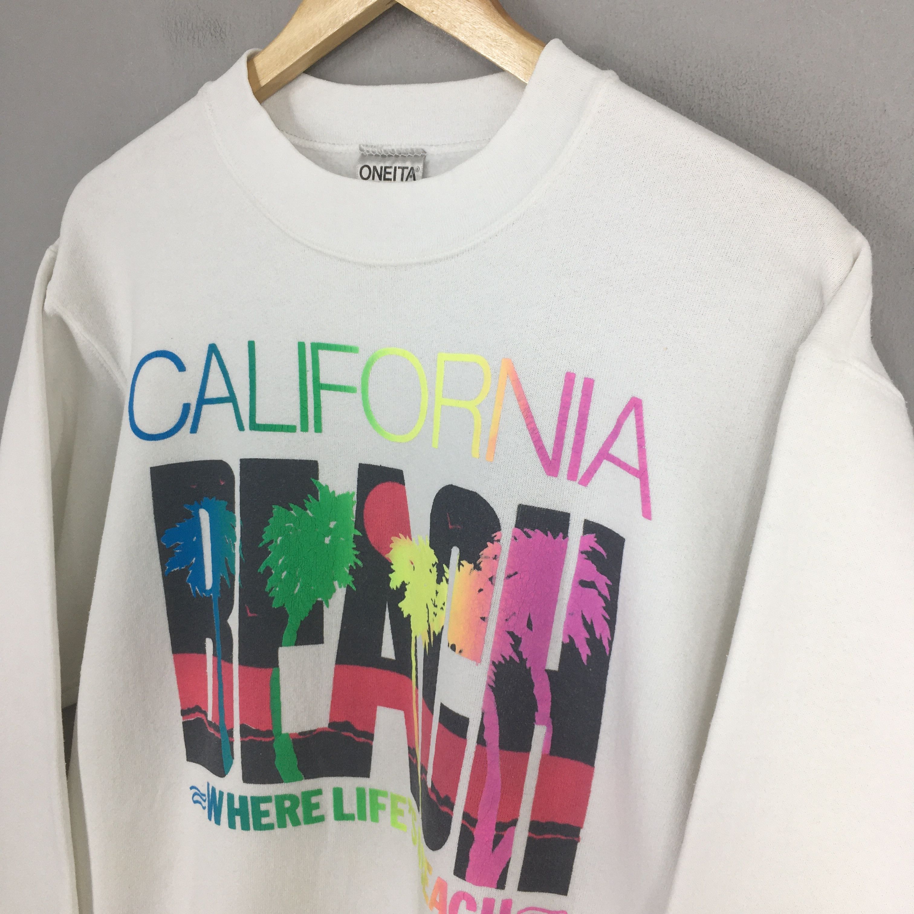 California Arts. Vintage California Beach White Sweatshirt Large Size US L / EU 52-54 / 3 - 3 Thumbnail
