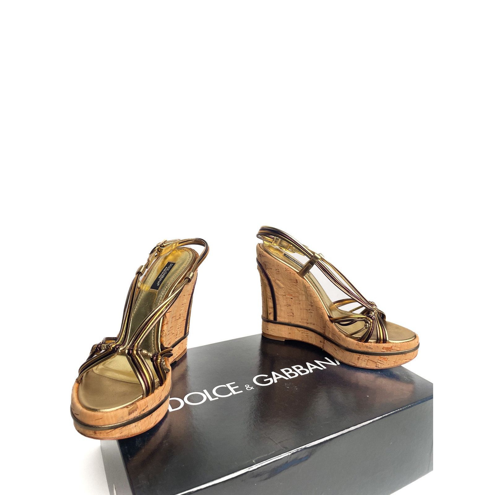Dolce & Gabbana Gold Cork Wedges Size US 7 / IT 37 - 5 Thumbnail