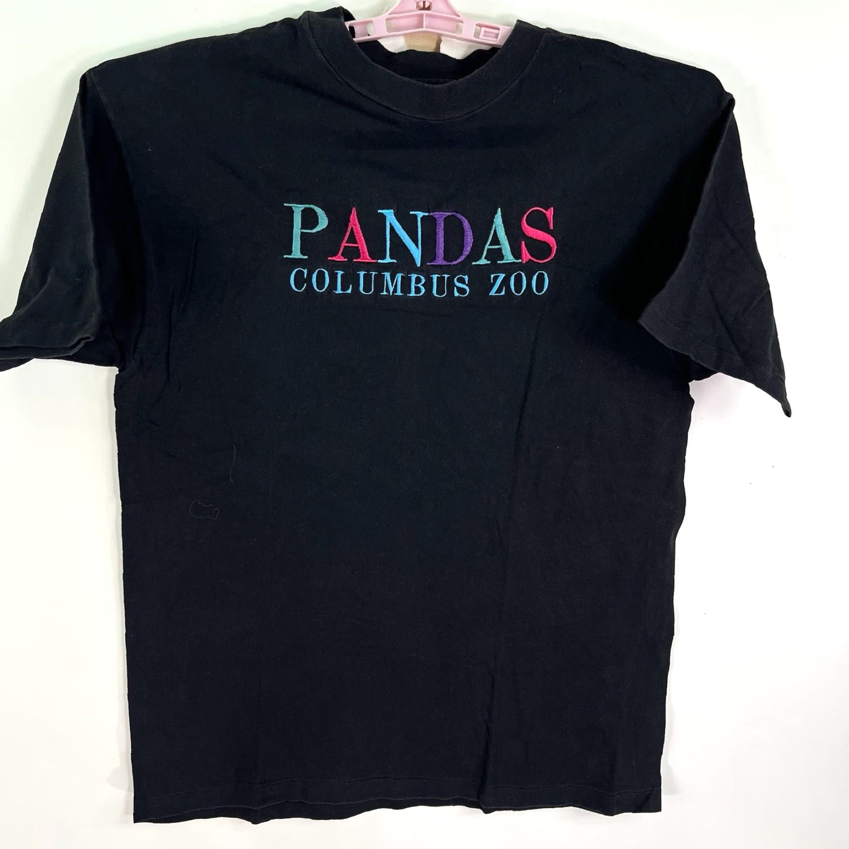 Hanes Hanes Beefy-T T-Shirt Columbus Zoo Panda Embroidered Vintage 90s Crew Neck 1990s Black Adult L Mens Size US L / EU 52-54 / 3 - 5 Thumbnail