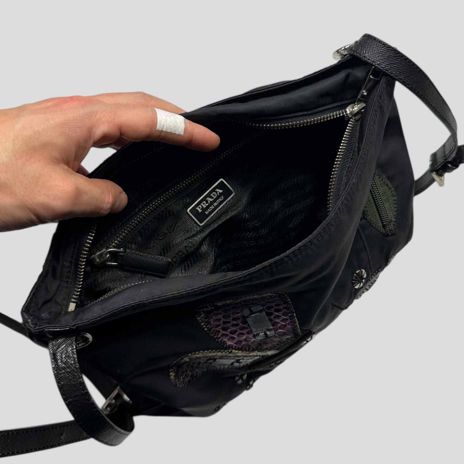 Prada Prada 00 Python Leather Appliqué Reverse Nylon Crossbody Bag Size ONE SIZE - 8 Thumbnail