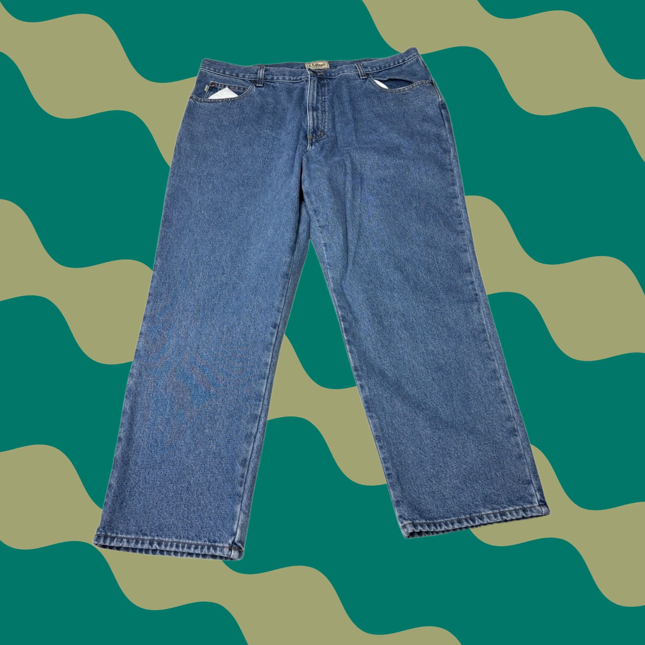 Denime Vintage LL Bean Natural Fit Jeans 42x30 Blue Plaid Lined Denim Men's Size US 42 / EU 58 - 1 Thumbnail