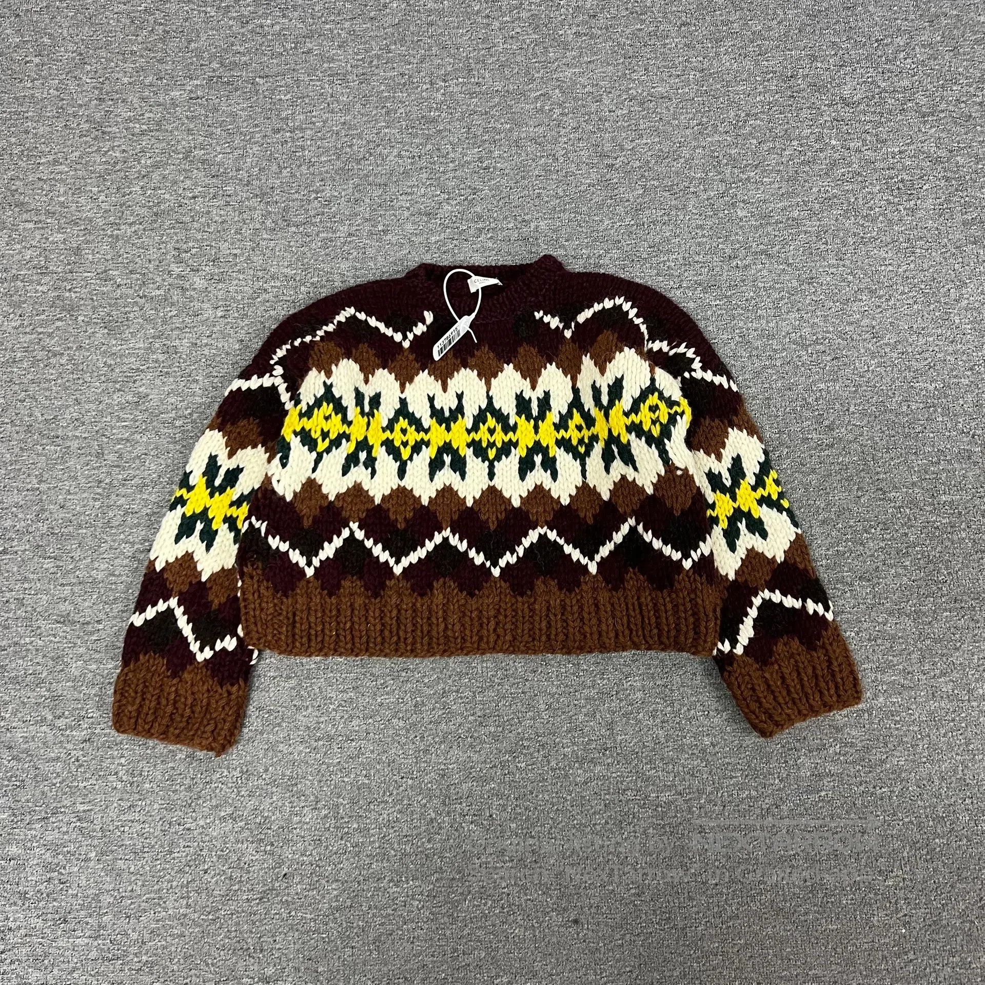 Celine CELINE Triomphe Knitted Coarse Flower Sweater| Size M / US 6-8 / IT 42-44 - 2 Thumbnail