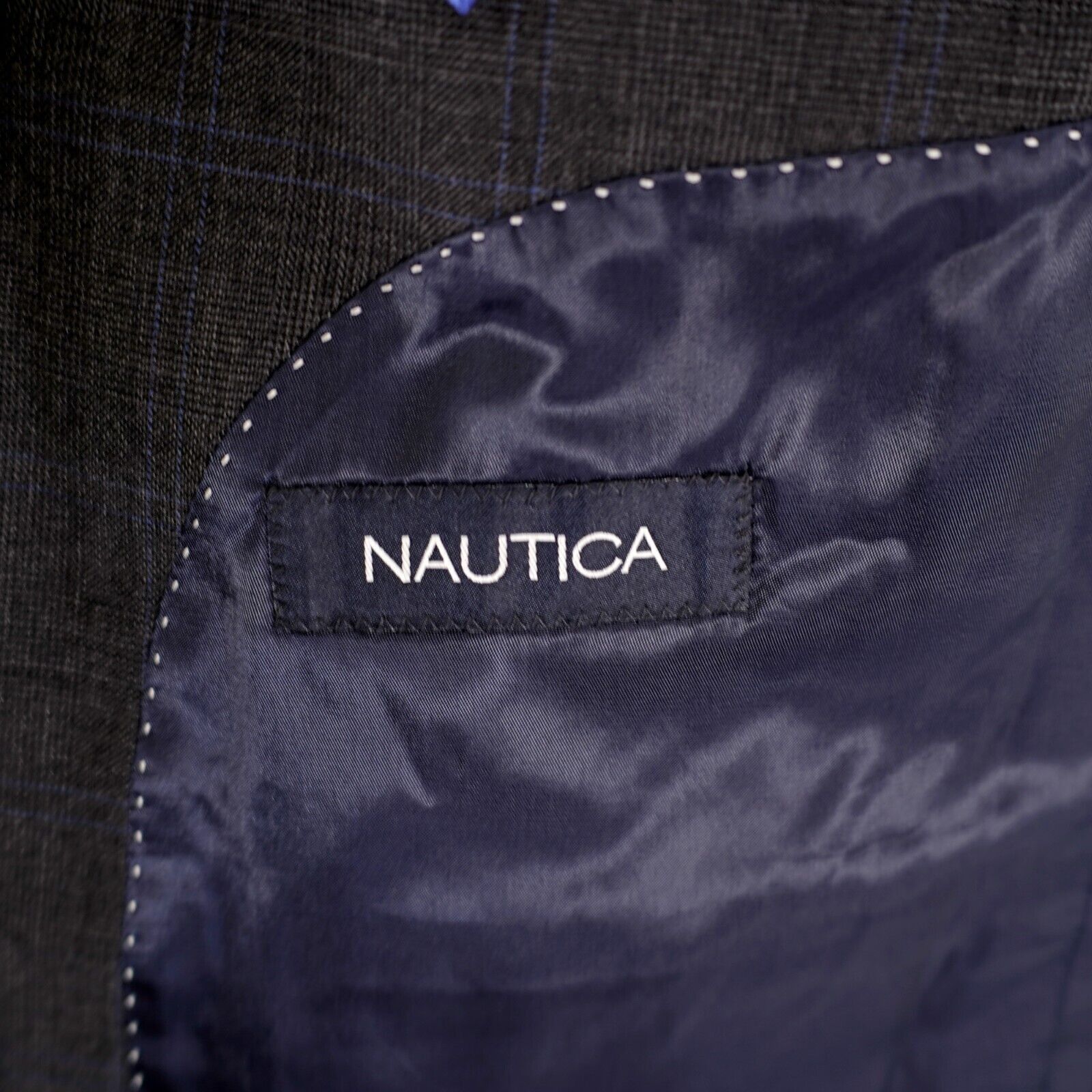 Nautica DAMAGED Nautica Wool Gray Glen Plaid W/ Blue Windowpane 2 Bu Size 42R - 10 Thumbnail