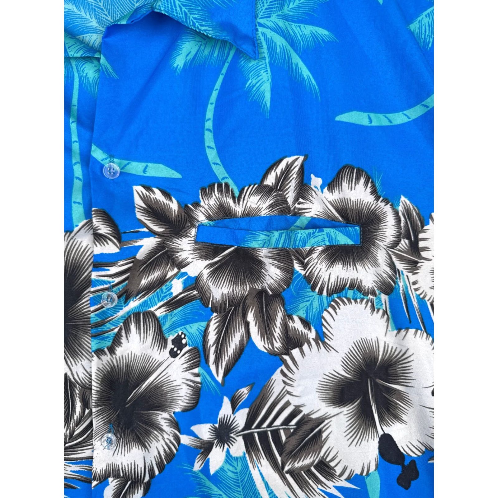 Vintage King Kameha Shirt Men 2XL Blue Floral Palm Tree Hawaiian Polyester Button Up Size US XXL / EU 58 / 5 - 6 Thumbnail