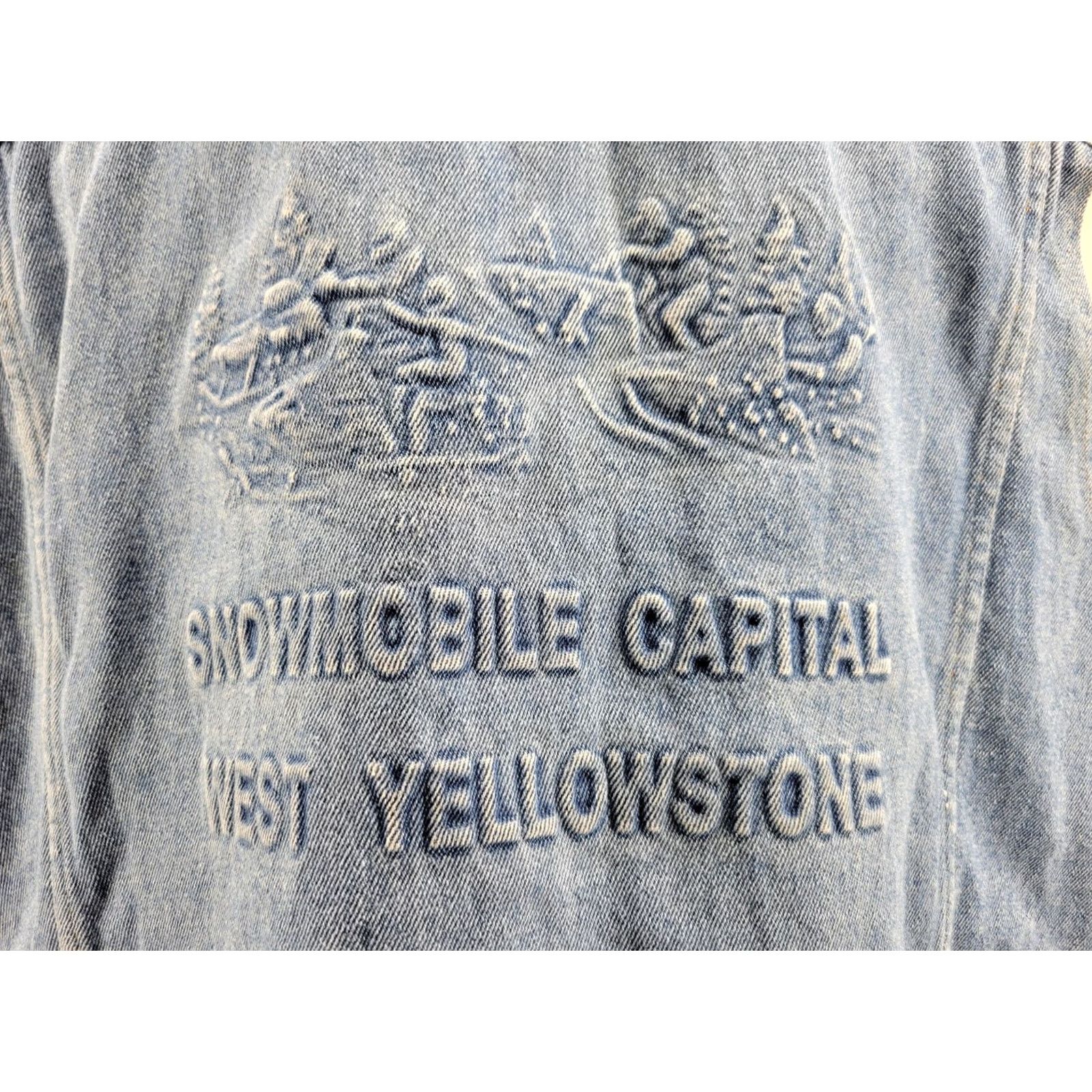 Vintage VINTAGE Snowmobile Capital West Yellowstone Jean Jacket Vest USA Large Blue Denim Mens Jacket Vest USA Size US 33 - 7 Thumbnail