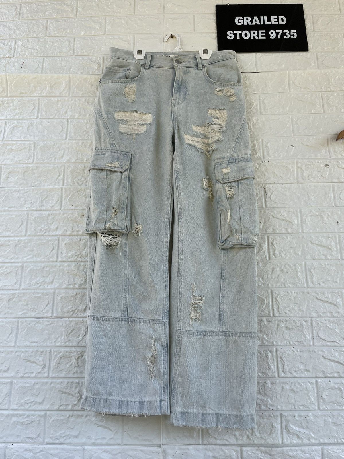 Japanese Brand × Vintage × Zara Vintage Zara Denim Cargo Pant Stail Size US 33 - 1 Thumbnail