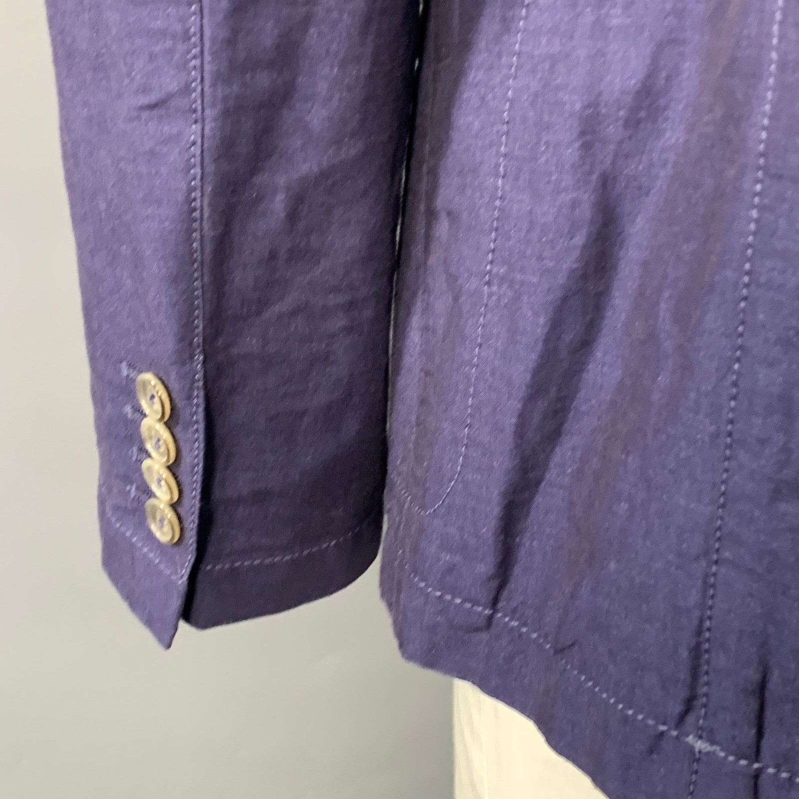 Armani Collezioni ARMANI COLLEZIONI Navy Linen Cotton Notch Lapel Sport Coat Size 42R - 4 Thumbnail