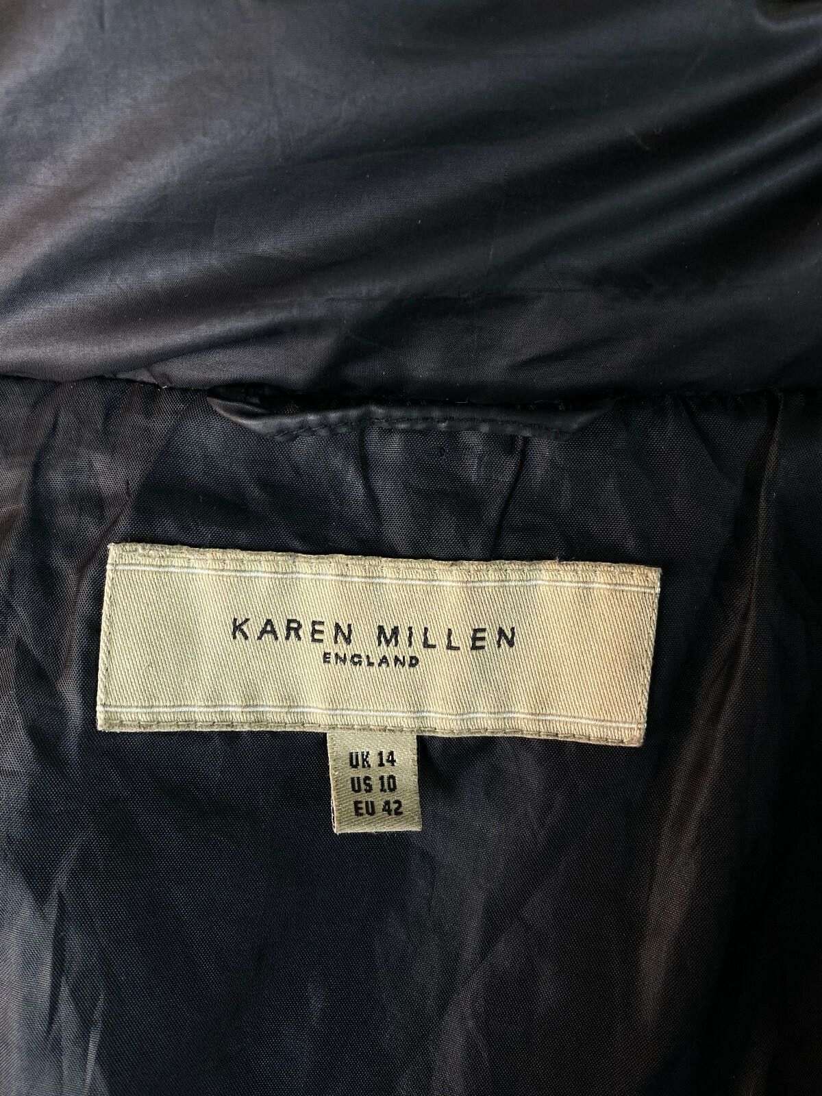 Designer Karem Millen Black Button Down Quilted Puffer Jacket Size 10 Size L / US 10 / IT 46 - 8 Thumbnail