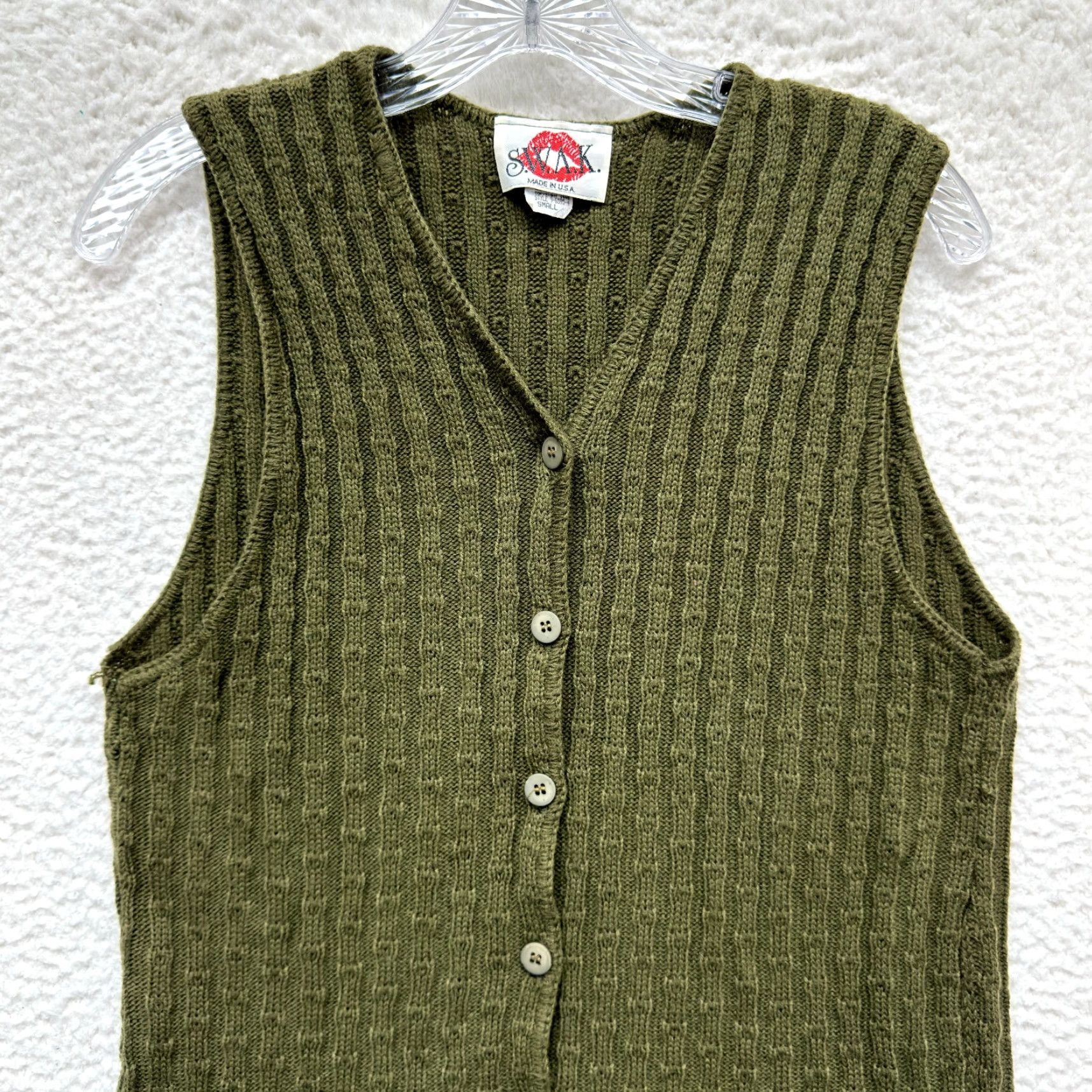 Vintage VINTAGE 90s Y2K Sweater Vest Top Shirt Grunge Green S Women's SS/M (S) Size S / US 4 / IT 40 - 3 Thumbnail