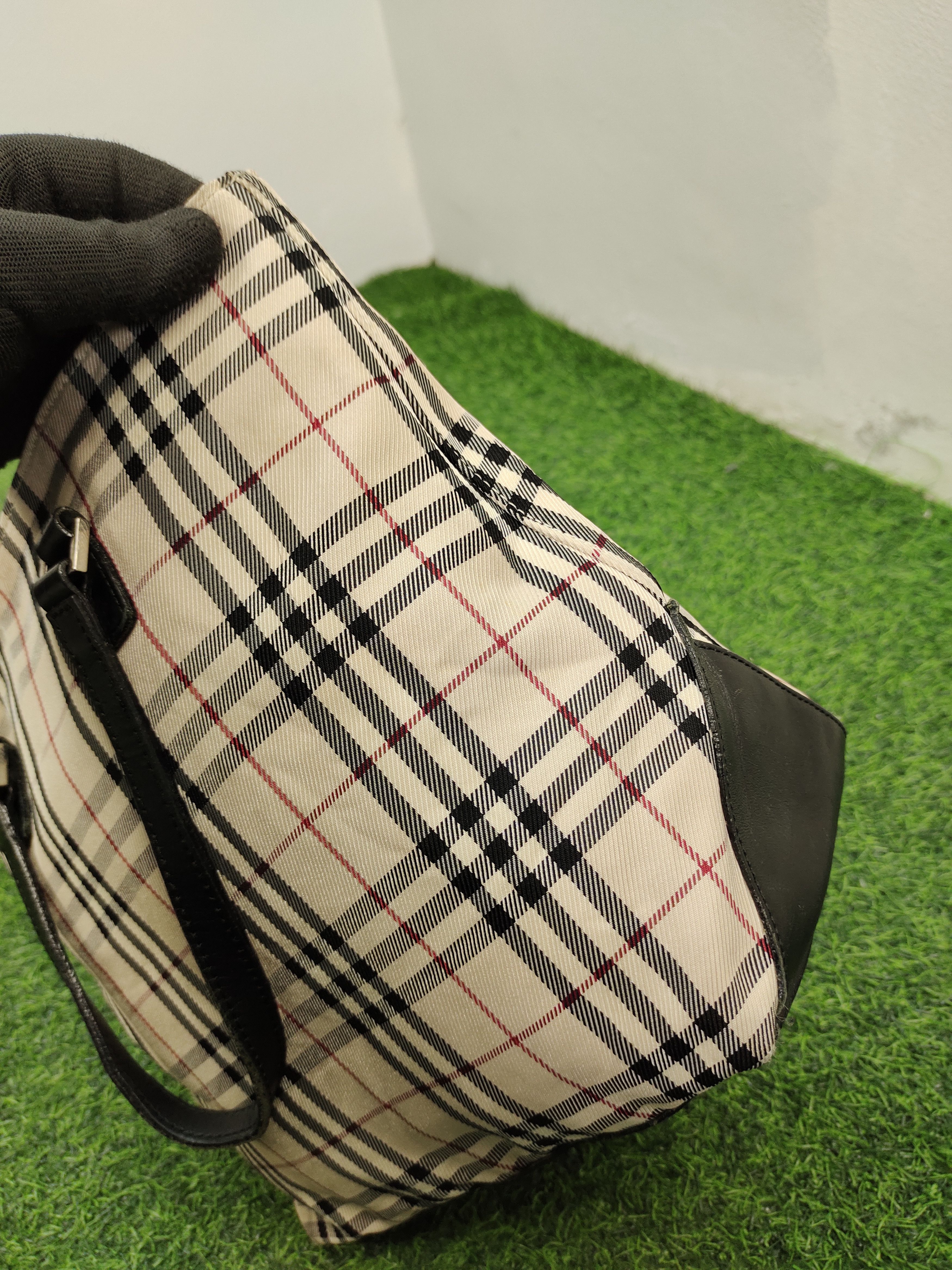 Burberry Burberry Blue Label Nova Check Cotton Mix Leather Tote Bag Size ONE SIZE - 7 Thumbnail