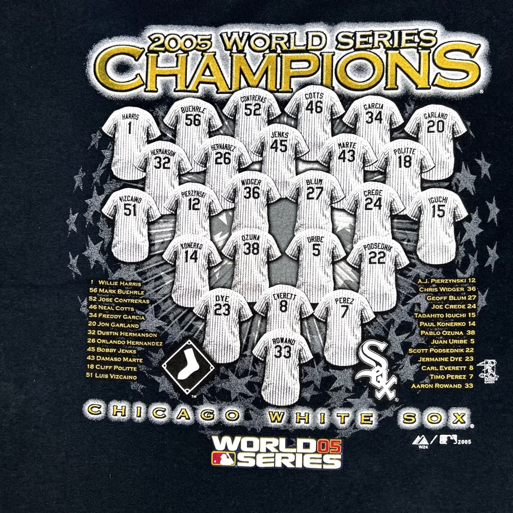 Gildan VINTAGE White Sox 2005 World Series Champions T-Shirt 2XL Big Graphic MLB Chicago White Sox Graphic Tee Unisex Adults Shirt Men Women Size US XXL / EU 58 / 5 - 5 Thumbnail
