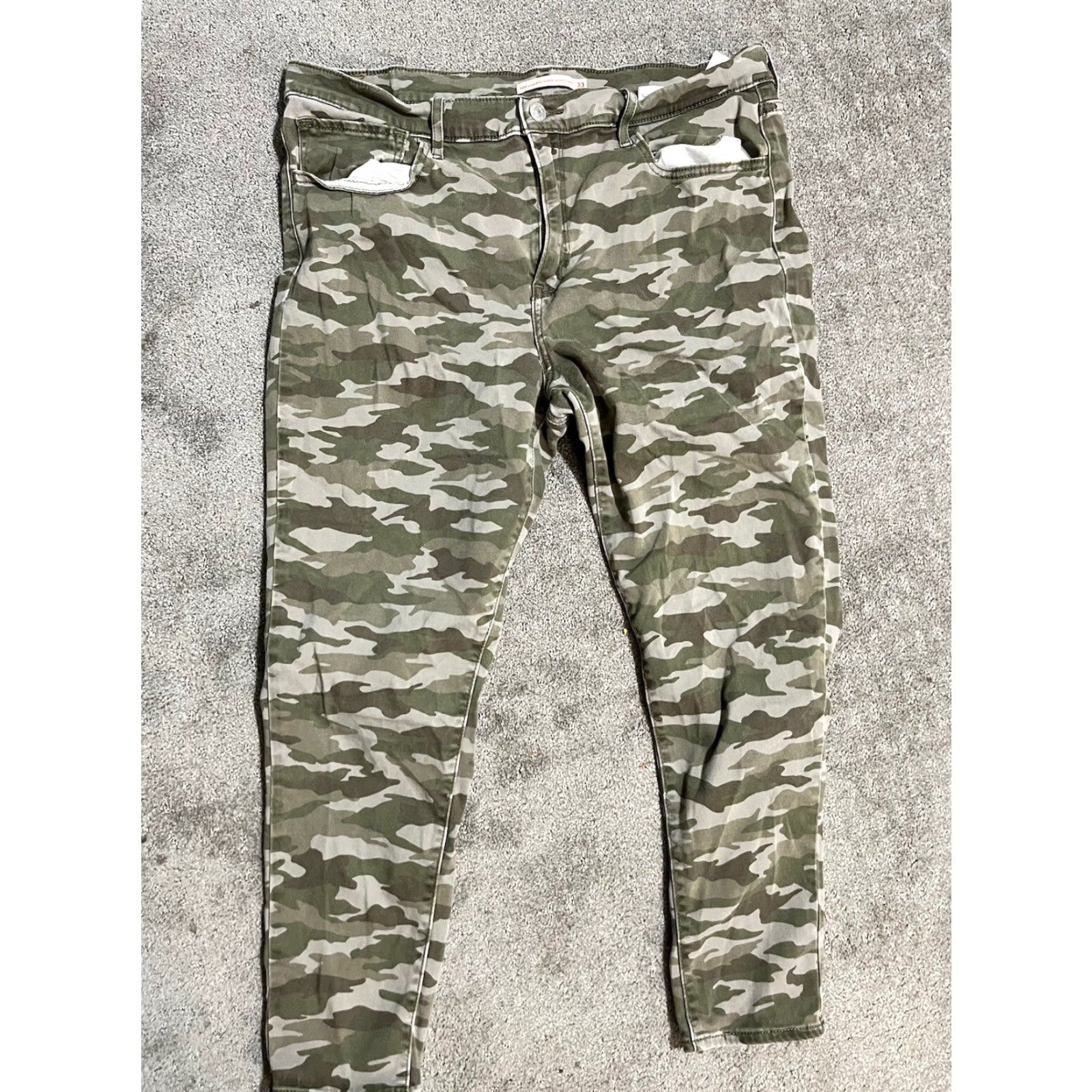 Levi's Levis 720 Jeans Womens 33 Green Camo High Rise Super Skinny Crop Denim Size 24" / US 00 / IT 34 - 3 Thumbnail