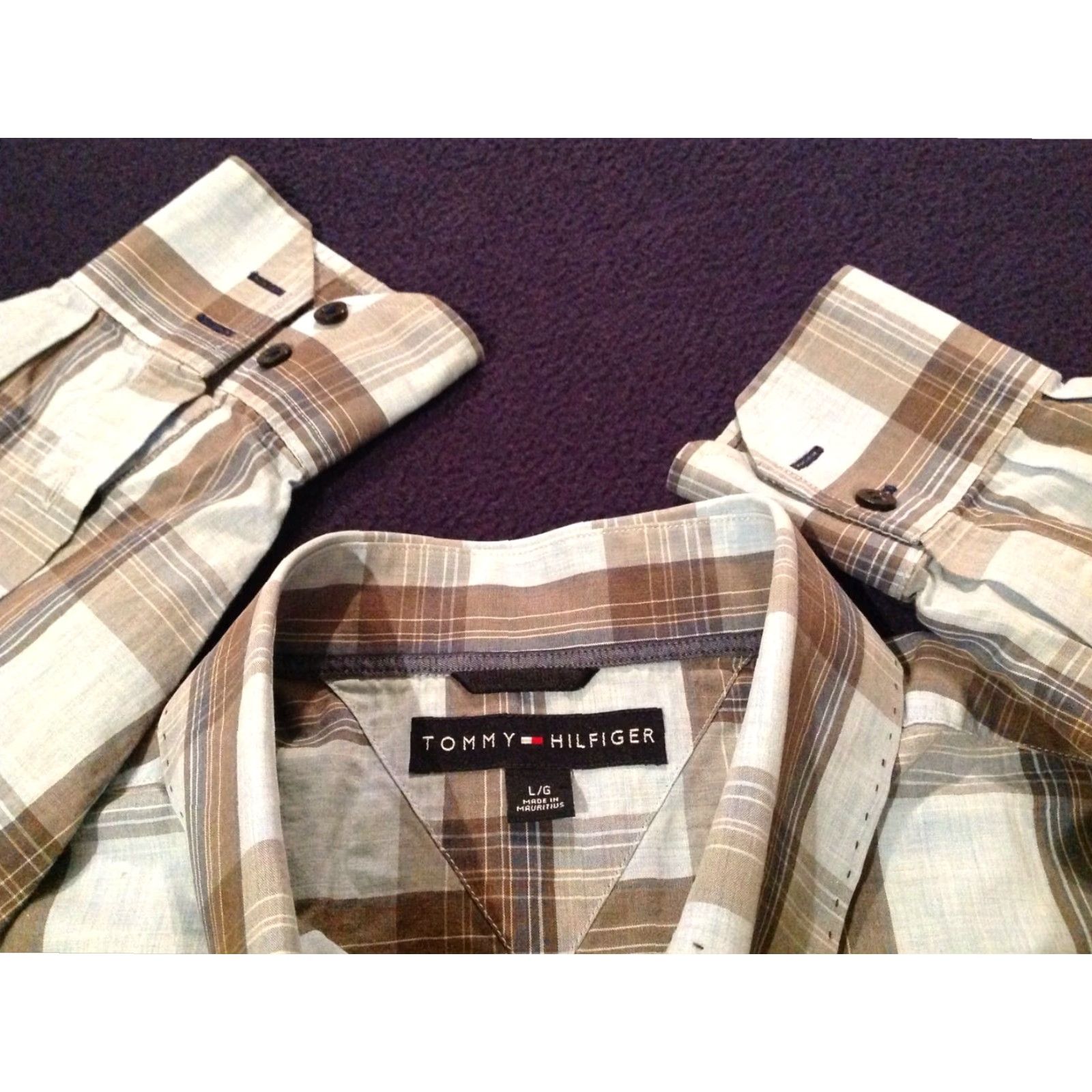 Tommy Hilfiger Tommy Hilfiger Plaid Button-Up Shirt Brown Blue Mens Large Size US L / EU 52-54 / 3 - 4 Thumbnail