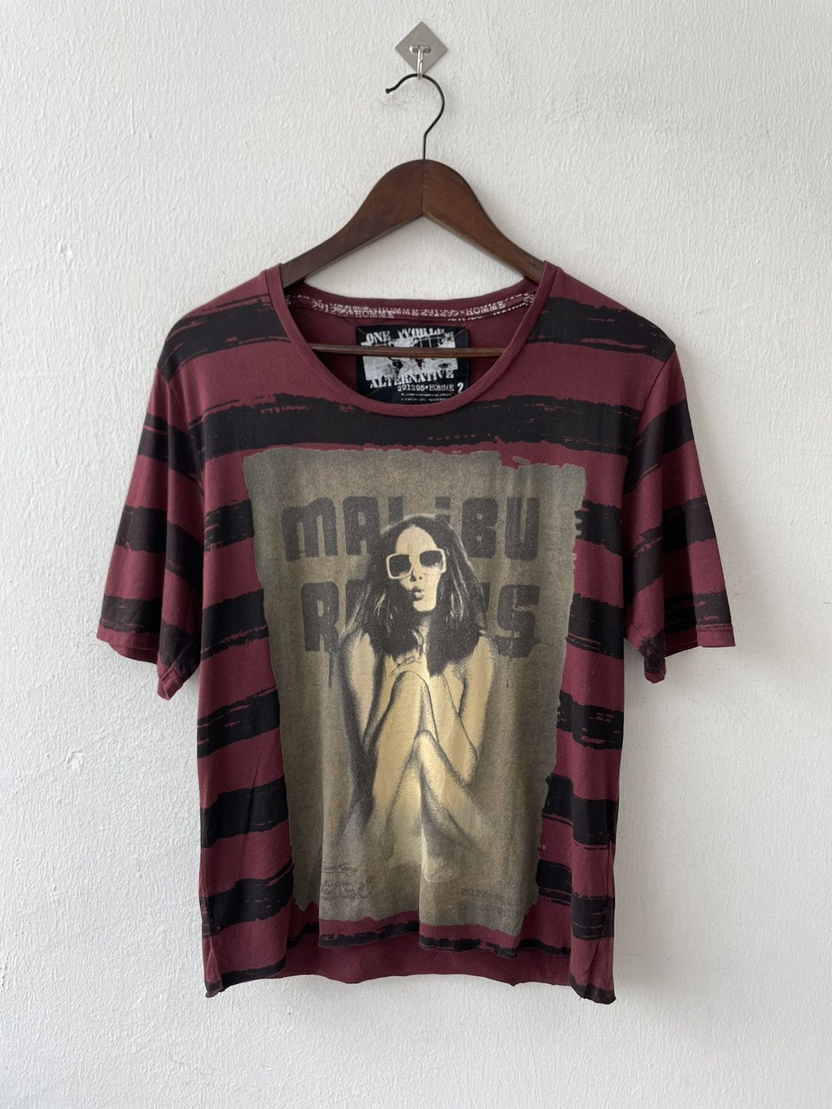 If Six Was Nine × Japanese Brand × Le Grande Bleu (L.G.B.) 291295 Homme Striped Kurt Cobain Cropped Tshirt Size US M / EU 48-50 / 2 - 1 Thumbnail