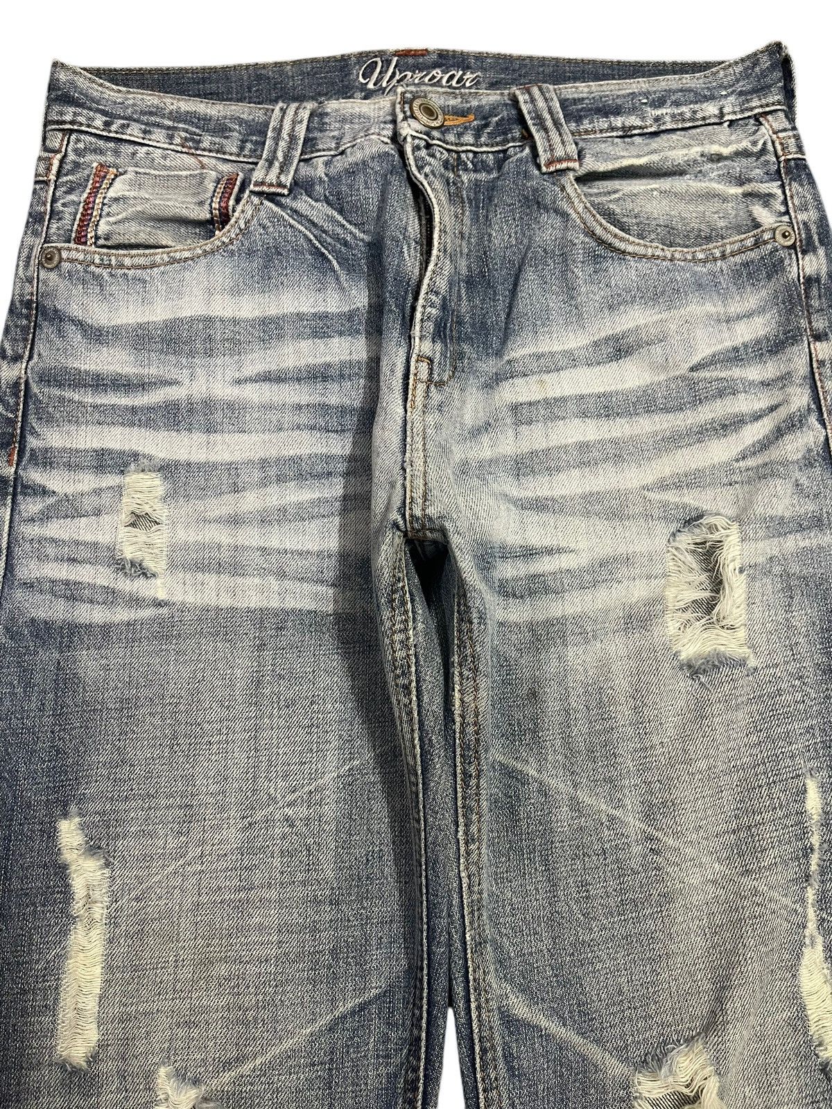 14th Addiction Vintage Japanese Brand Blue Faded Wash Distress Loose Jeans Size US 31 - 3 Thumbnail