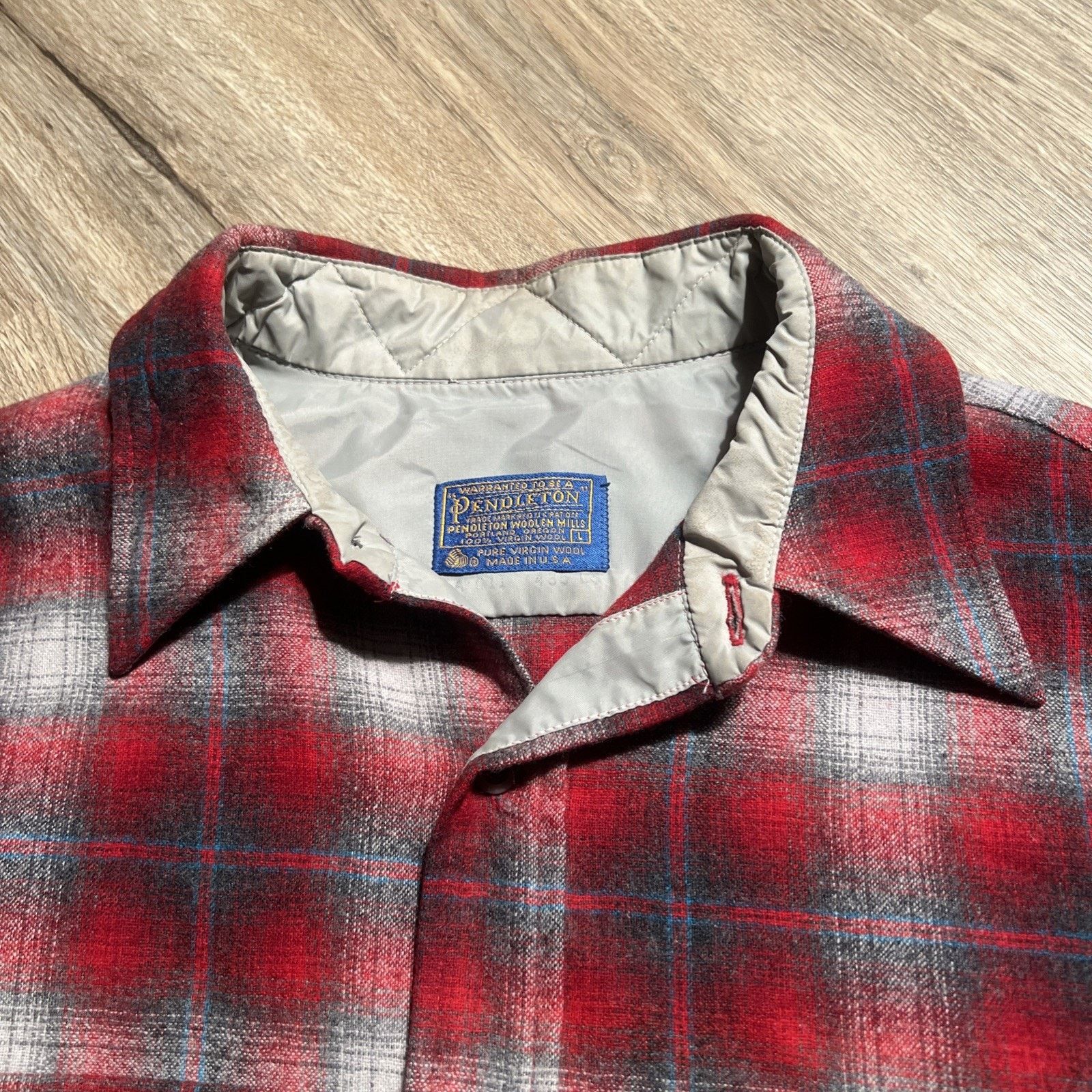 Pendleton Vintage 60s 70s Pendleton Board Shirt Red Shadow Plaid Wool Size US L / EU 52-54 / 3 - 11 Thumbnail
