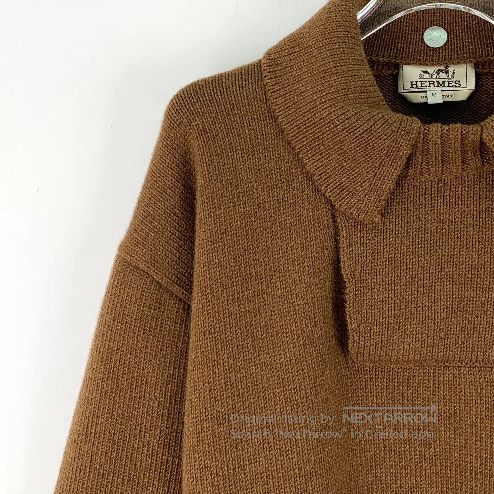 Hermes Hermes Dark brown cashmere lapel five-quarter sleeve knitt Size M / US 6-8 / IT 42-44 - 3 Thumbnail