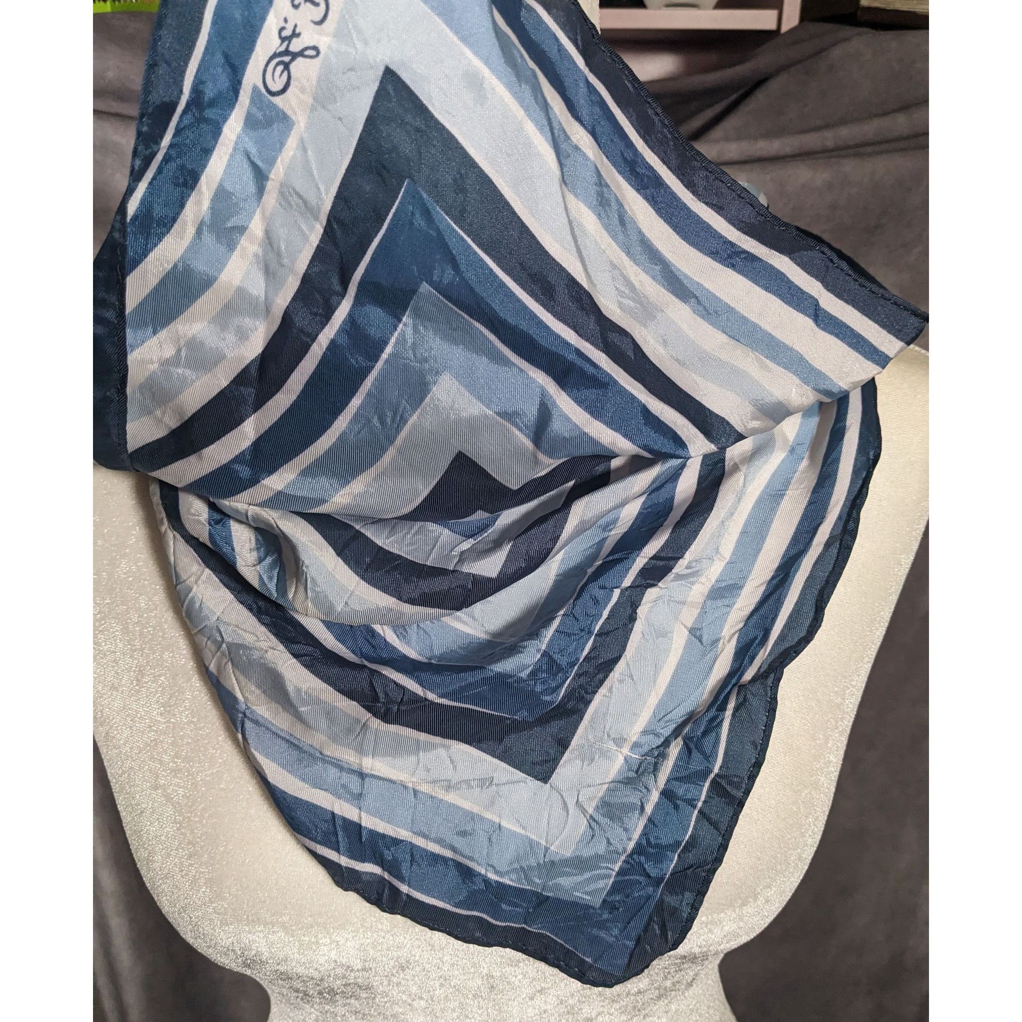 Other St. Ramon Blue And White Striped Square Scarf Size ONE SIZE - 7 Thumbnail