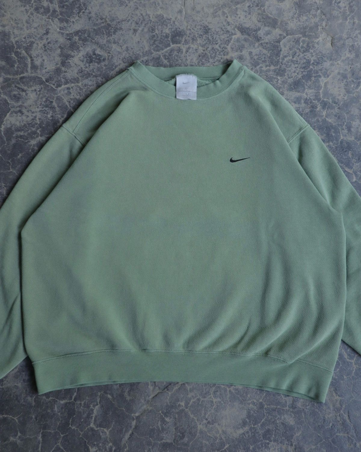 image of Made In USA x Nike Vintage Nike Matcha Green Swoosh Center Crewneck Sweatshirt, Men's (Size Large)