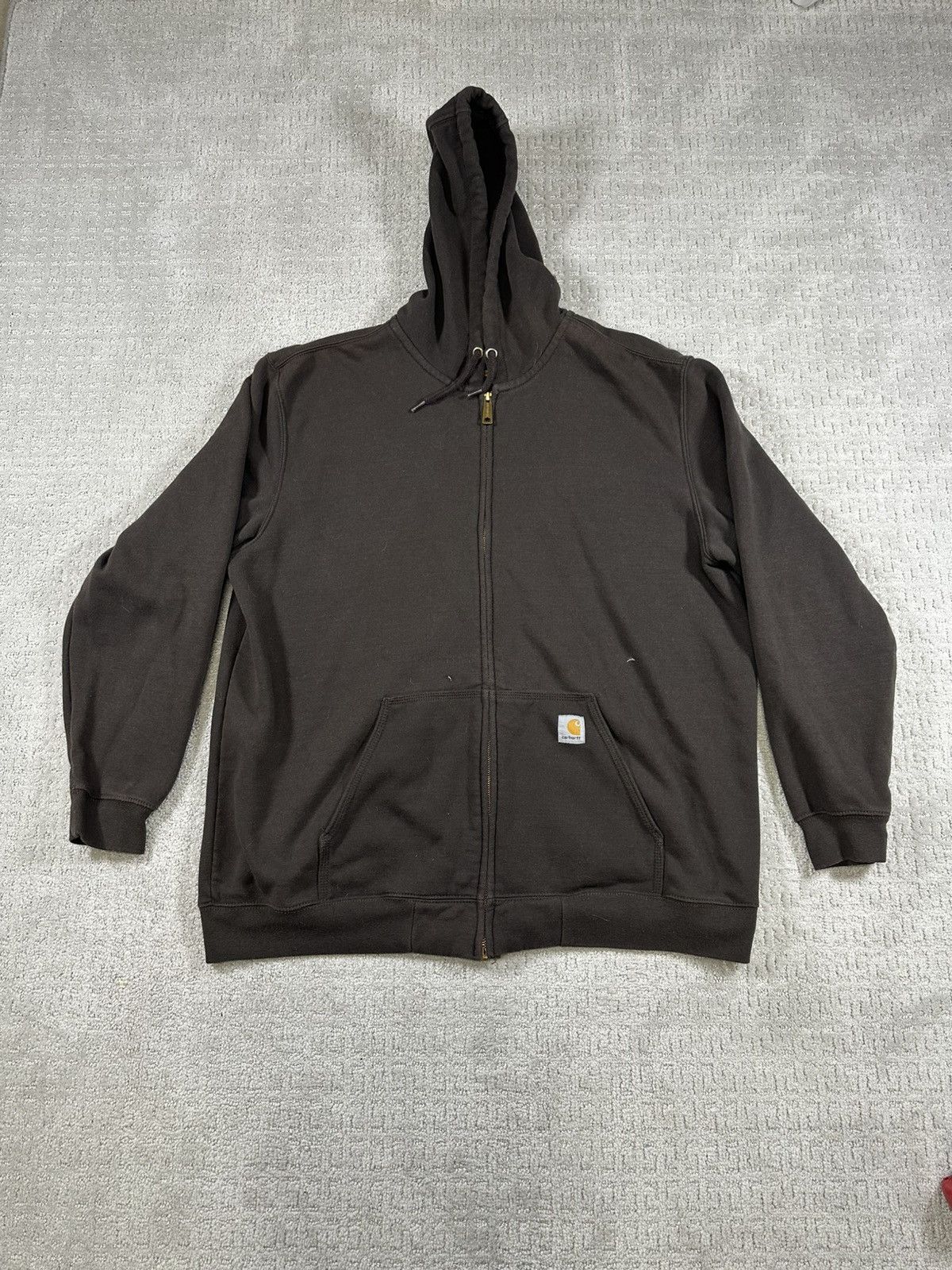 2XL Brown Carhartt Zip Up Hoodie