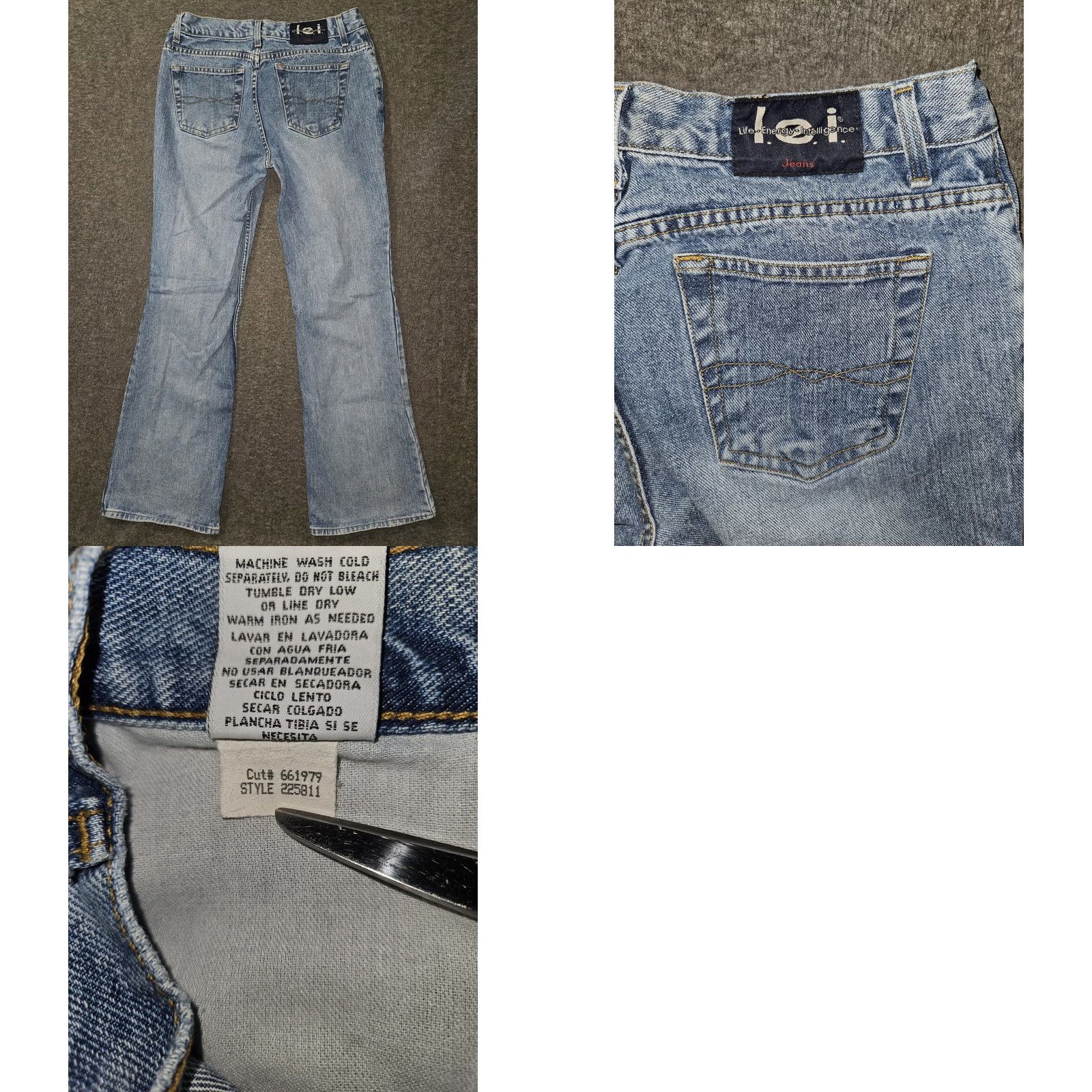 L.E.I. VINTAGE l.e.i. Jeans Juniors 13 Blue Light Wash Bootcut 100% Cotton Denim 90's Jeans Womens Size 34" / US 12 / IT 48 - 8 Thumbnail