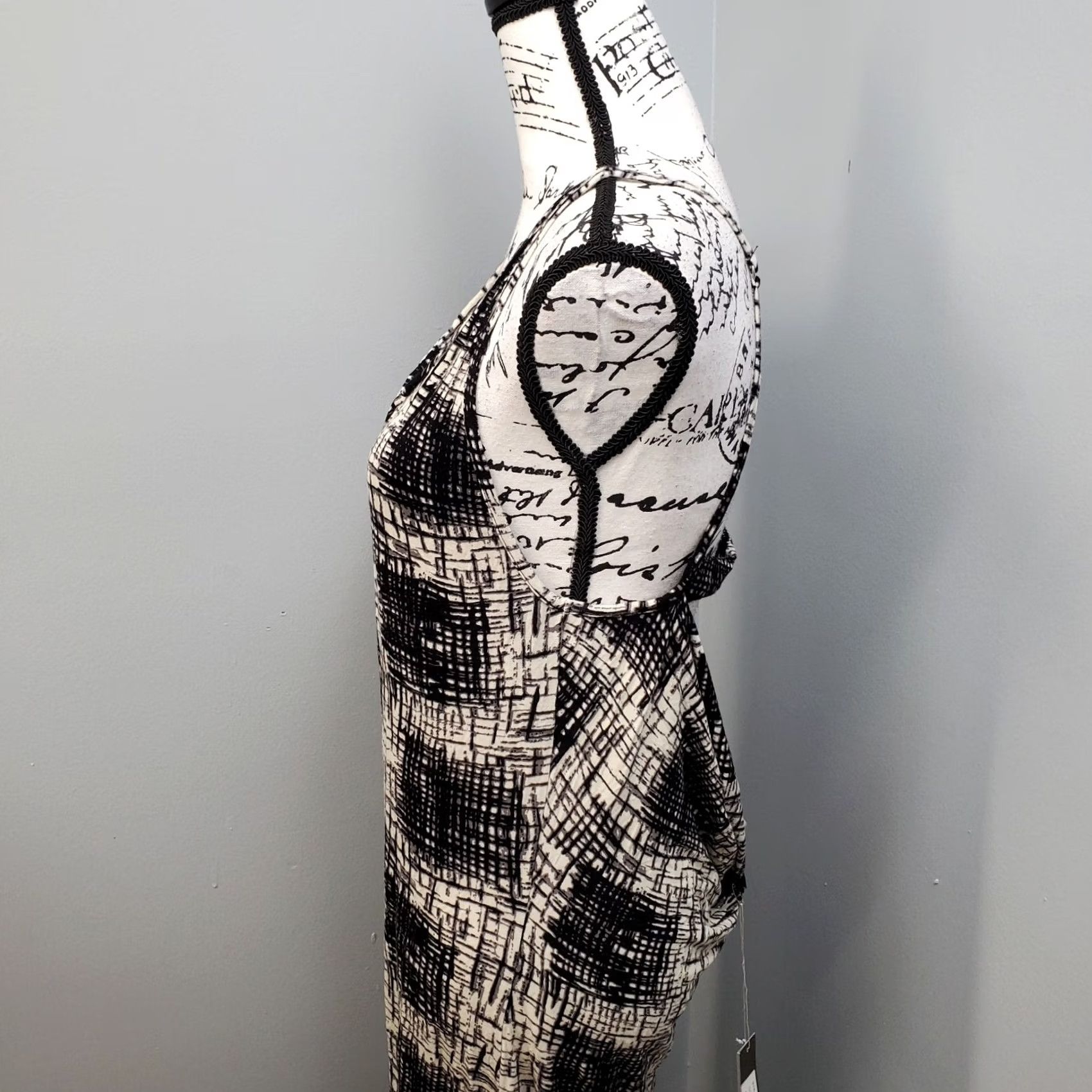 Vintage Josh Brody Maxi Dress Women L Black White Geometric Strappy Backless - Vintage? No Size L / US 10 / IT 46 - 4 Thumbnail