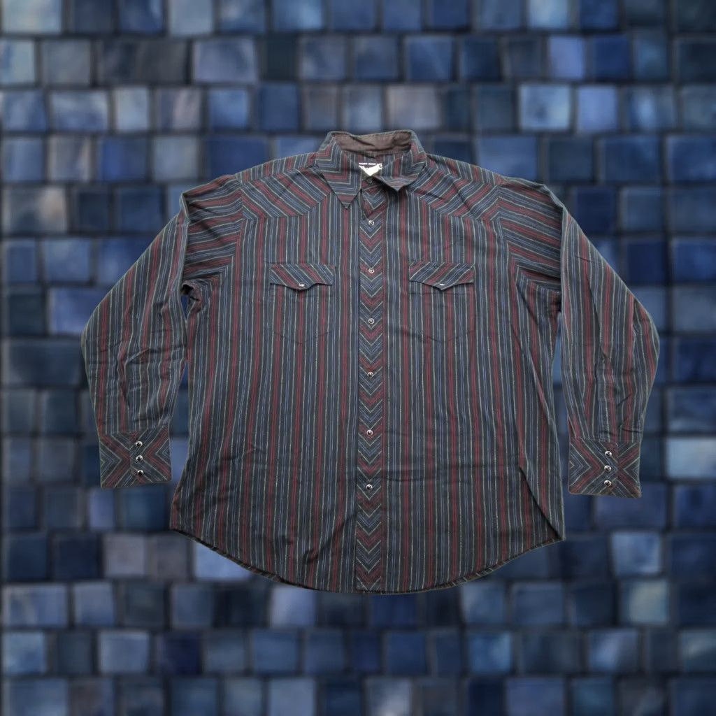 Wrangler Wrangler Shirt Mens XL Black VTG Vertical Colorful Striped Pearl Snap Size Western Size US XL / EU 56 / 4 - 1 Thumbnail