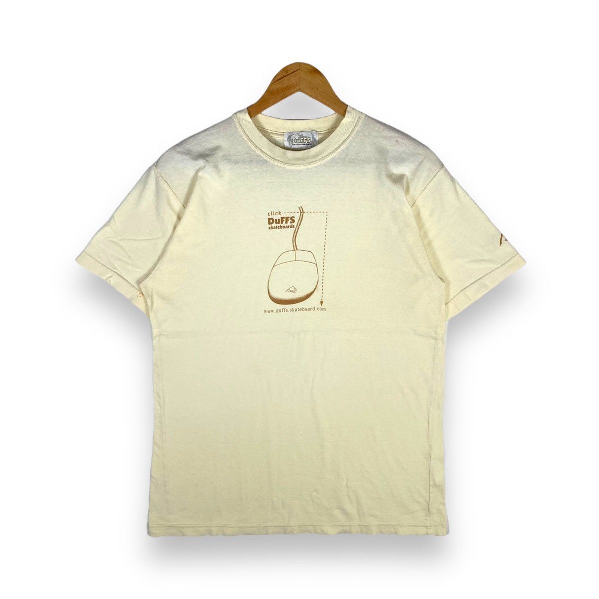 image of Skategang x Vintage Duffs Skateboards Skateboarding Tee in Soft Yellow, Men's (Size Medium)