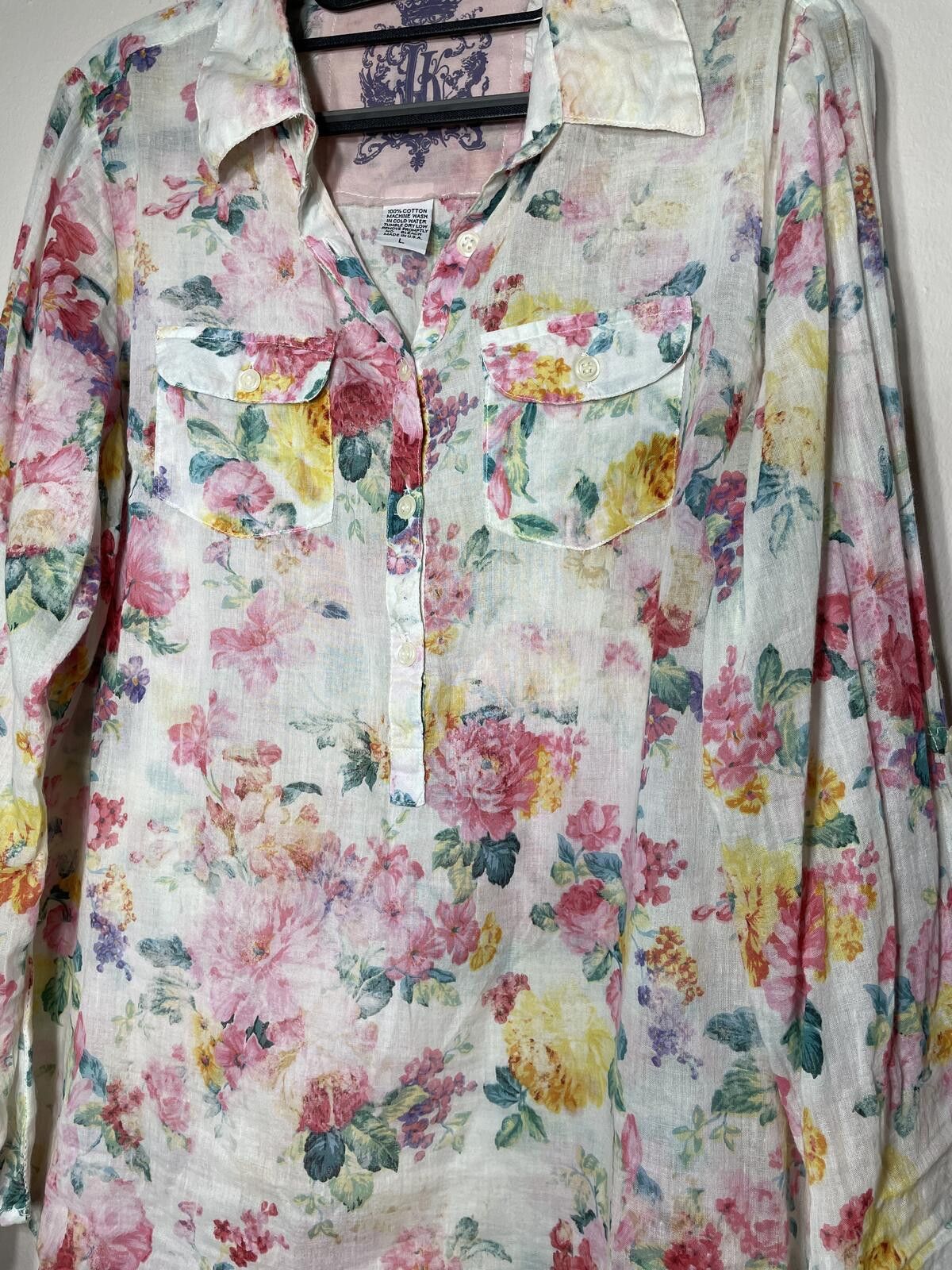 Other Vintage J.A.K. Floral Garden Blouse Fairy Grandmacore Sz L Size L / US 10 / IT 46 - 3 Thumbnail
