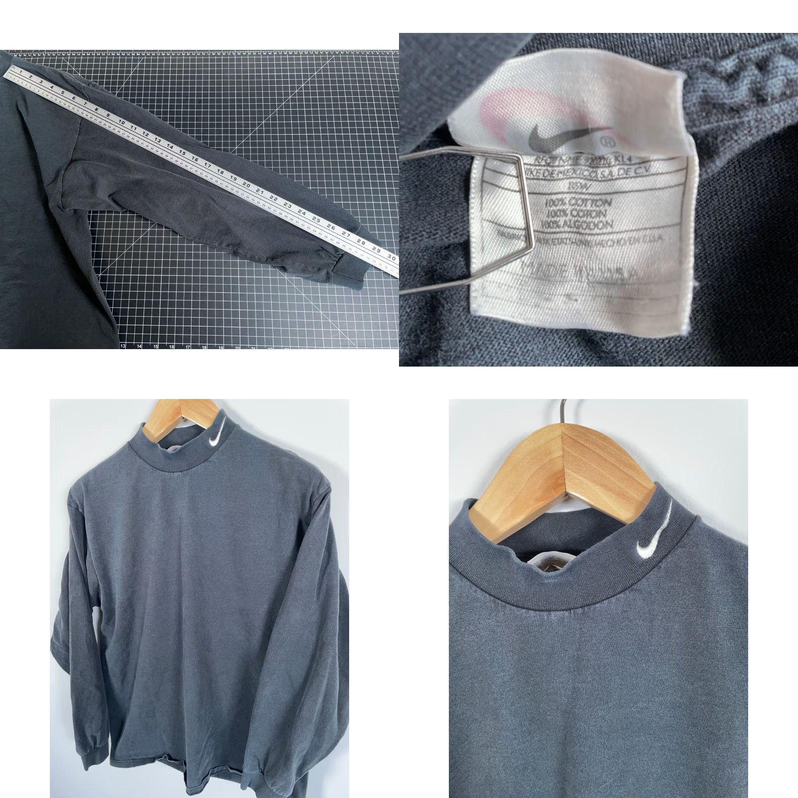 Nike VINTAGE Nike Mock Neck T-Shirt Long Sleeve Men Large Black 90s USA Made Size US L / EU 52-54 / 3 - 8 Thumbnail