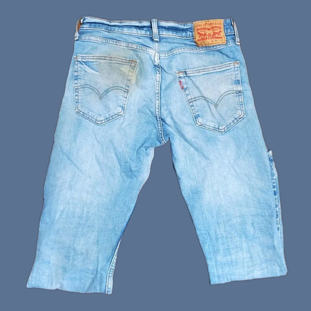 Levi's Levi's Men 514 Regular Fit Straight Stretch Jeans 30x29 Blue Denim Distressed Stain 5-Pocket Logo Button Patch Mid Rise Vintage? No (not vintage) Size US 30 / EU 46 - 1 Thumbnail