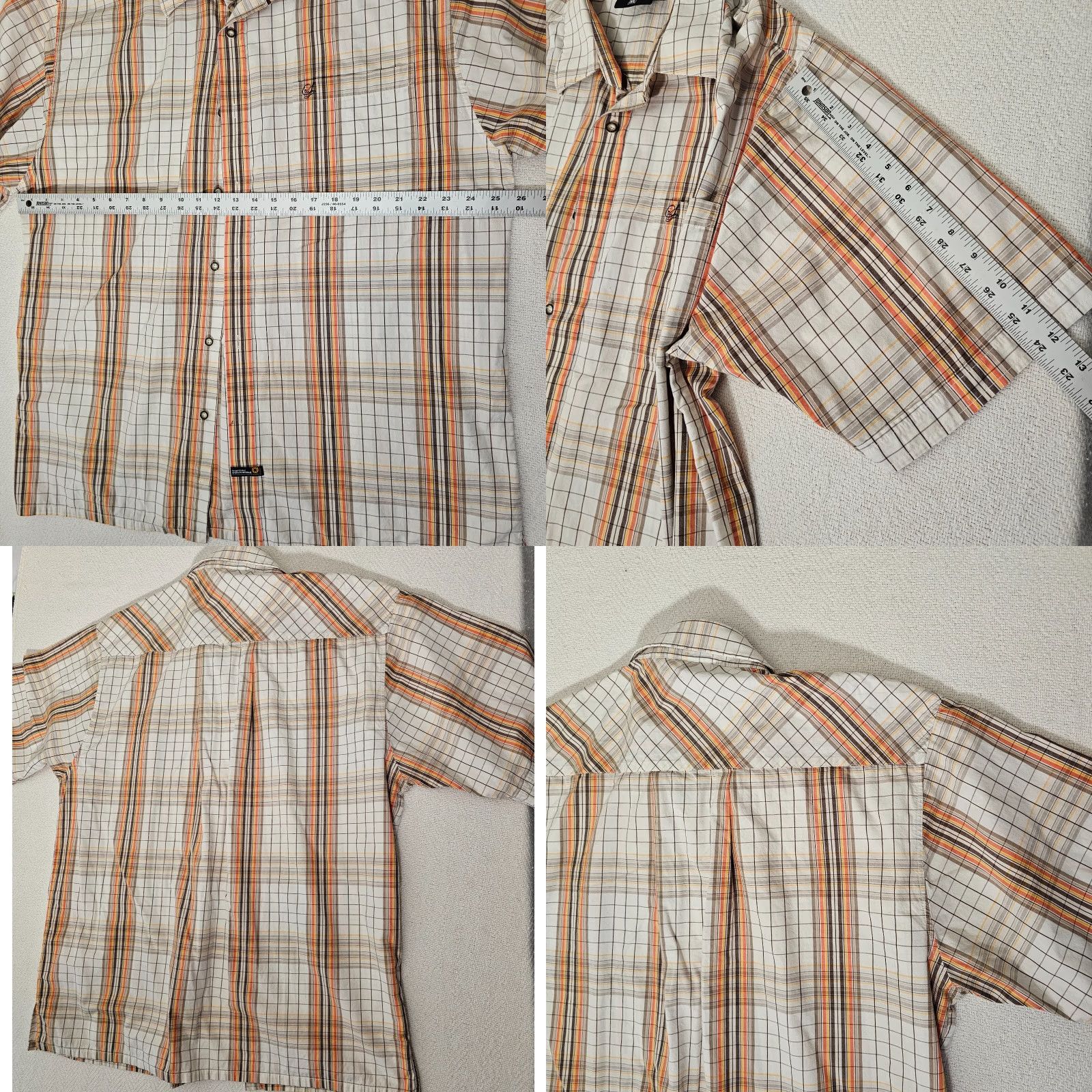 Southpole Southpole Button-Up Shirt Short Sleeve White Orange Plaid Button Down Collar Mens L Size US L / EU 52-54 / 3 - 8 Thumbnail