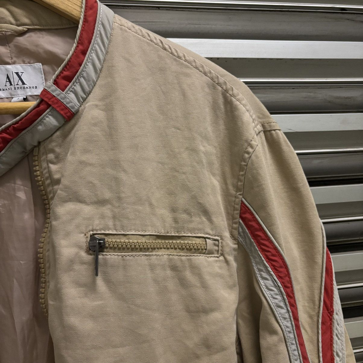 Armani Exchange × Vintage Vintage Armani Exchange Racing Stripe Jacket Beige/Red Size US L / EU 52-54 / 3 - 3 Thumbnail