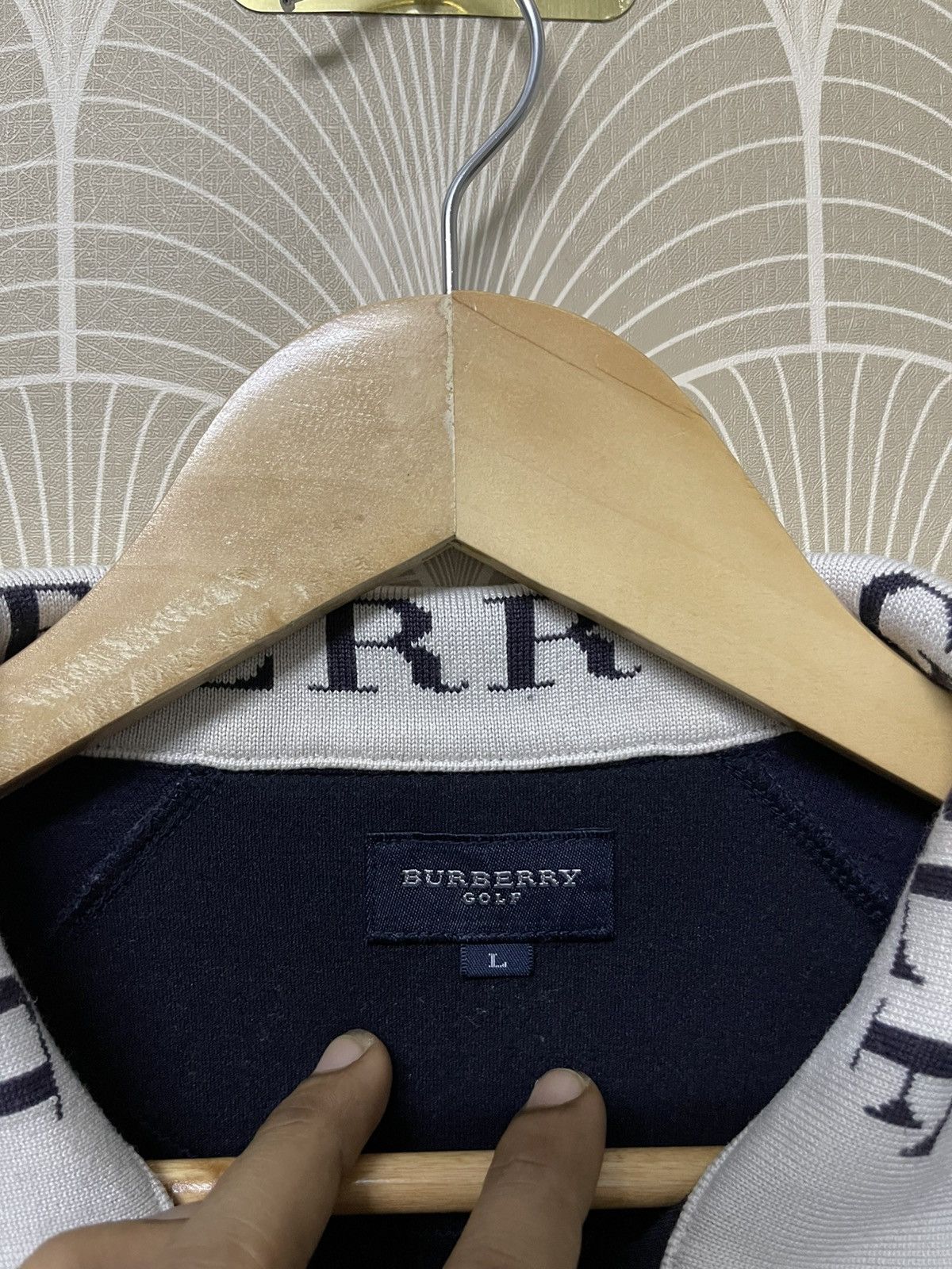 Burberry × Japanese Brand × Vintage 90s BURBERRY GOLF HALF ZIPPER SPELL OUT COLLAR RARE Size US L / EU 52-54 / 3 - 14 Thumbnail