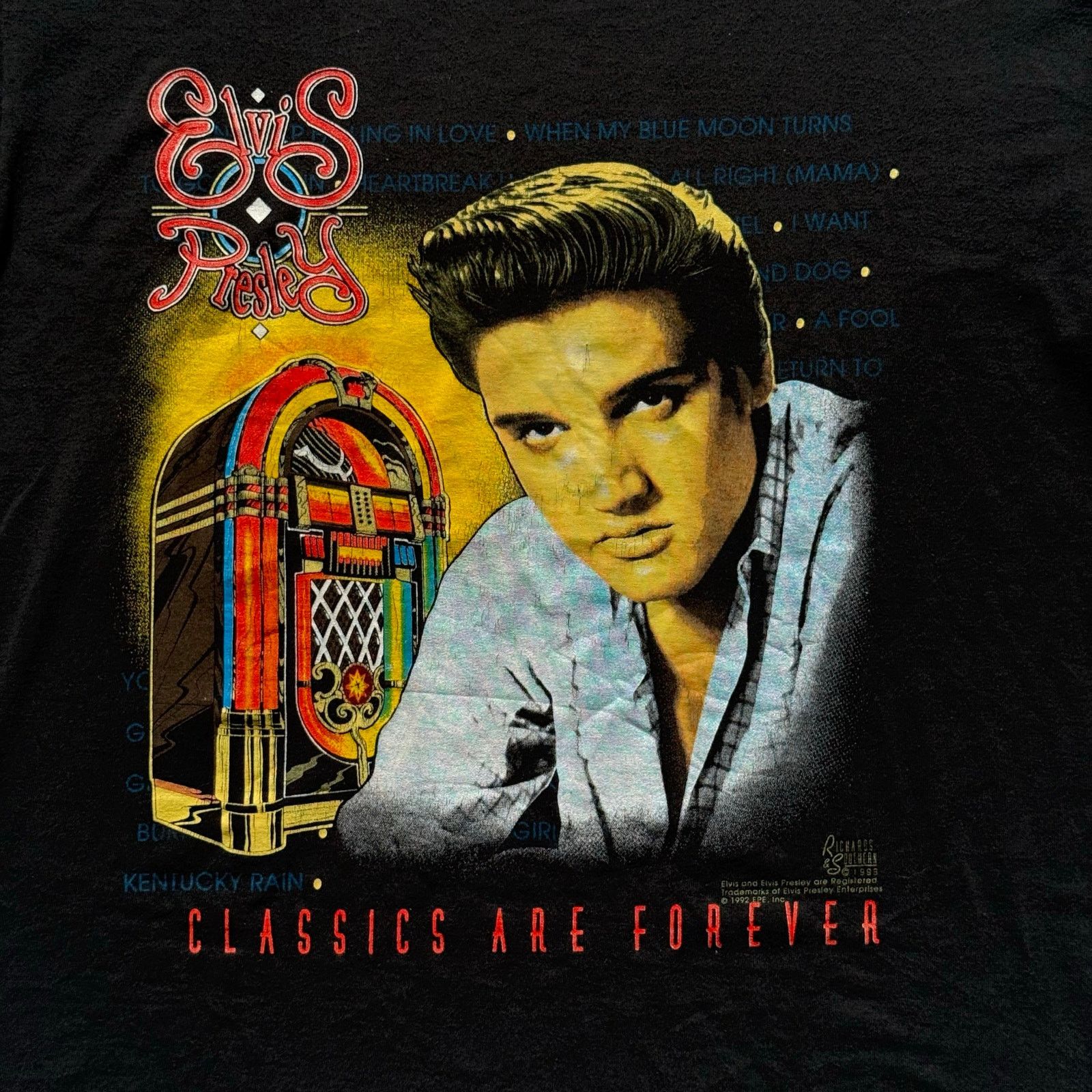 Jerzees Vintage 1992 Elvis Presley T-Shirt Single Stitch Large Size US L / EU 52-54 / 3 - 3 Thumbnail