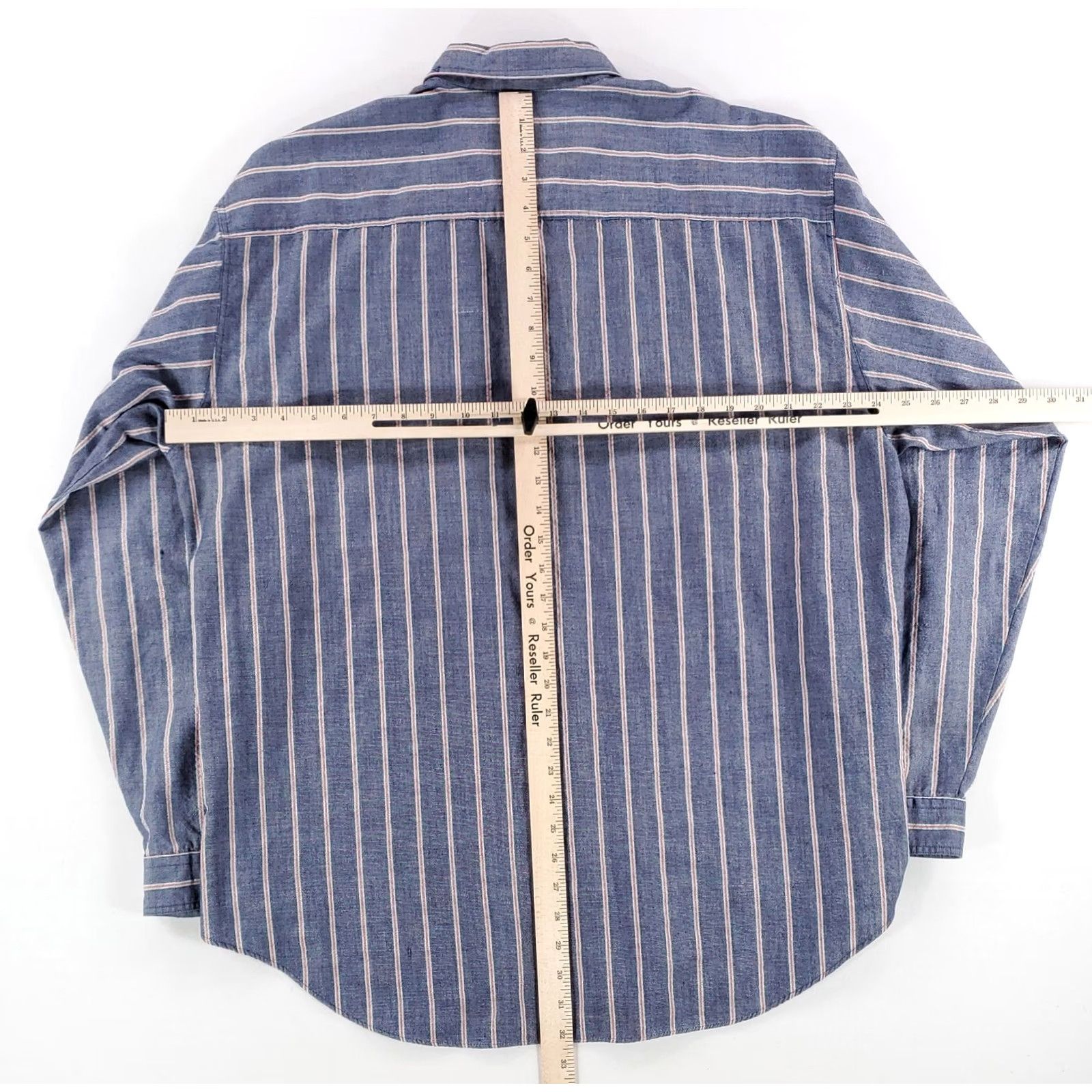 Levi's VINTAGE Levi's Silver Label VTG 90s Button-Up Shirt Long Sleeve Striped Blue Mens XL Shirt Size US XL / EU 56 / 4 - 6 Thumbnail