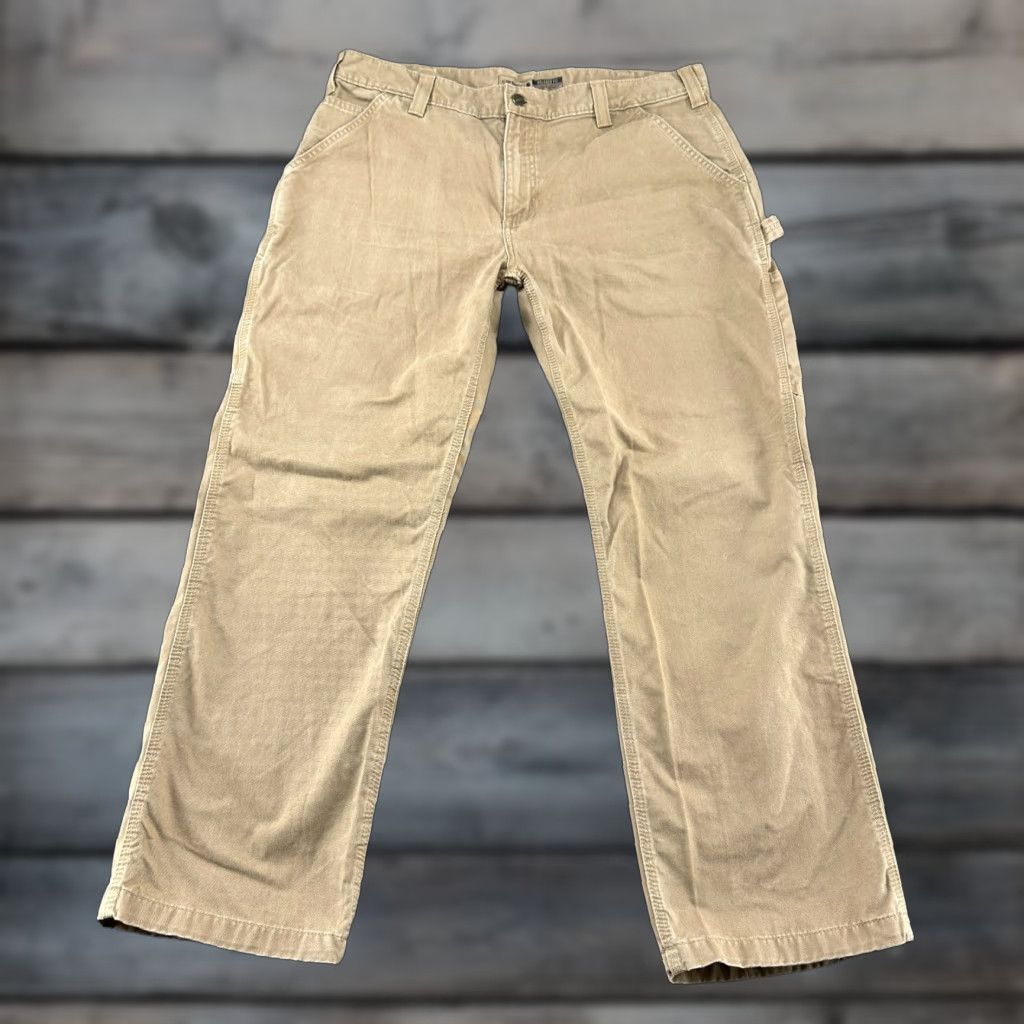 Carhartt Carhartt Pants Men 38x30 Brown Tan Carpenter Straight Relaxed Cotton Rugged Flex Workwear Casual 5-Pocket Solid Logo Zipper Button Inseam 30 in Size US 38 / EU 54 - 1 Thumbnail