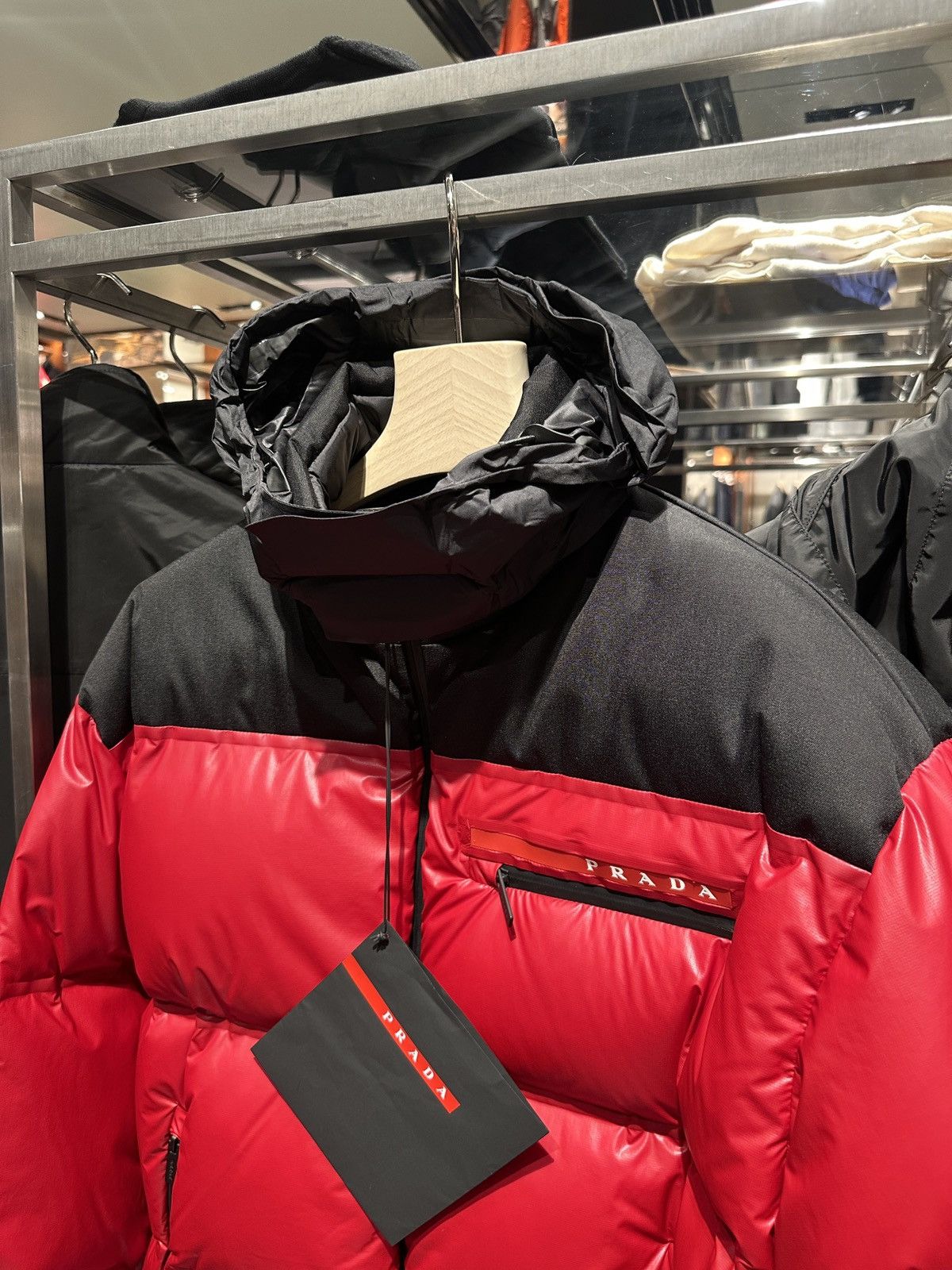 Prada Prada Light Nylon Puffer Jacket In Red/black Size US M / EU 48-50 / 2 - 2 Thumbnail